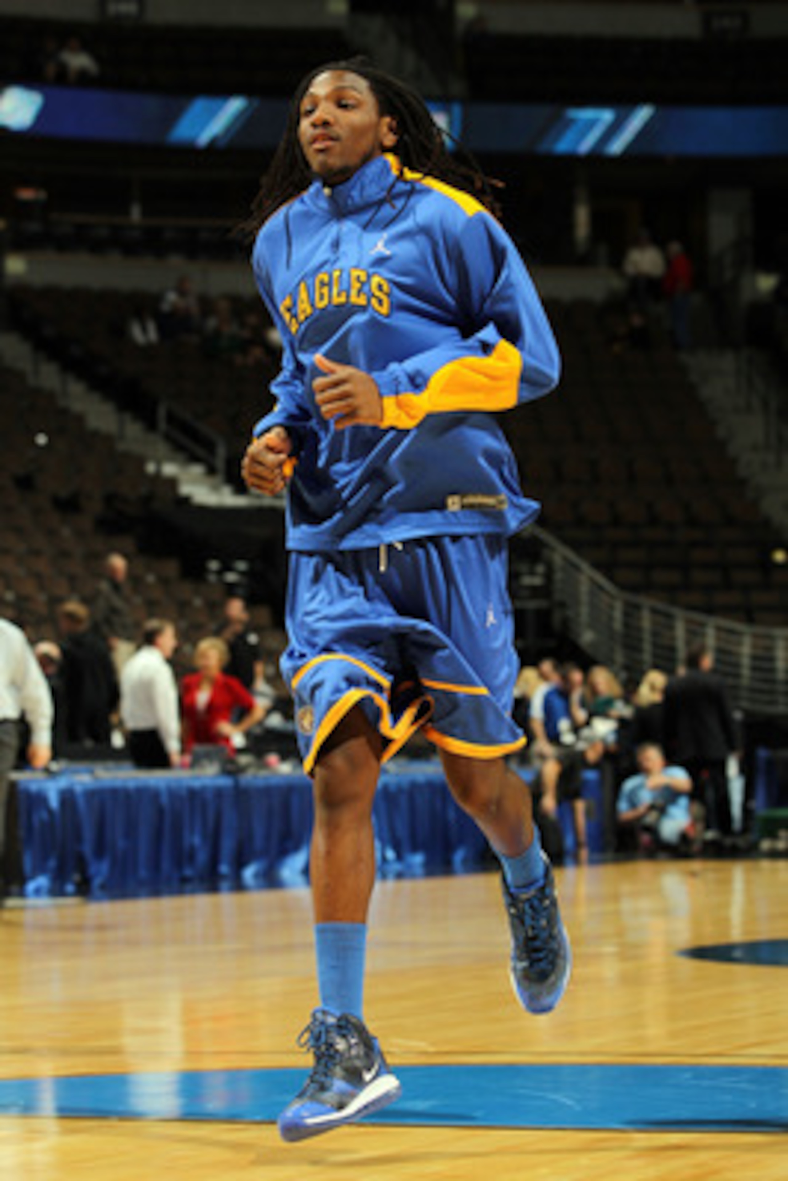 DENVER, CO - MARCH 19:  Kenneth Faried #35 of the Morehead State Eagles warms up prior to playing against the Richmond Spiders in the third round of the 2011 NCAA men's basketball tournament at Pepsi Center on March 19, 2011 in Denver, Colorado.  (Photo b