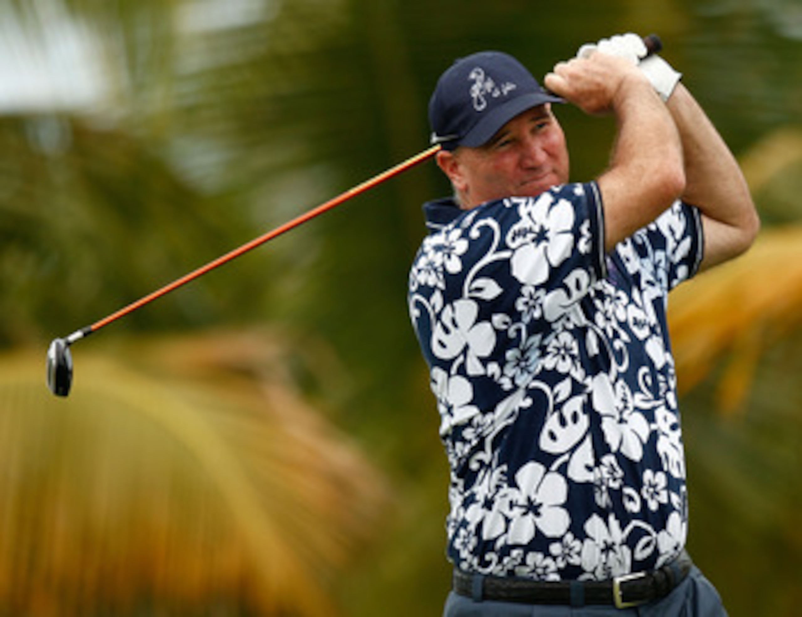 RIO GRANDE, PUERTO RICO - MARCH 21:  Duffy Waldorf hits his tee shot on the 10th hole during the second round of the Puerto Rico Open presented by Banco Popular held on March 21, 2008 at Coco Beach Golf & Country Club in Rio Grande, Puerto Rico.  (Photo b