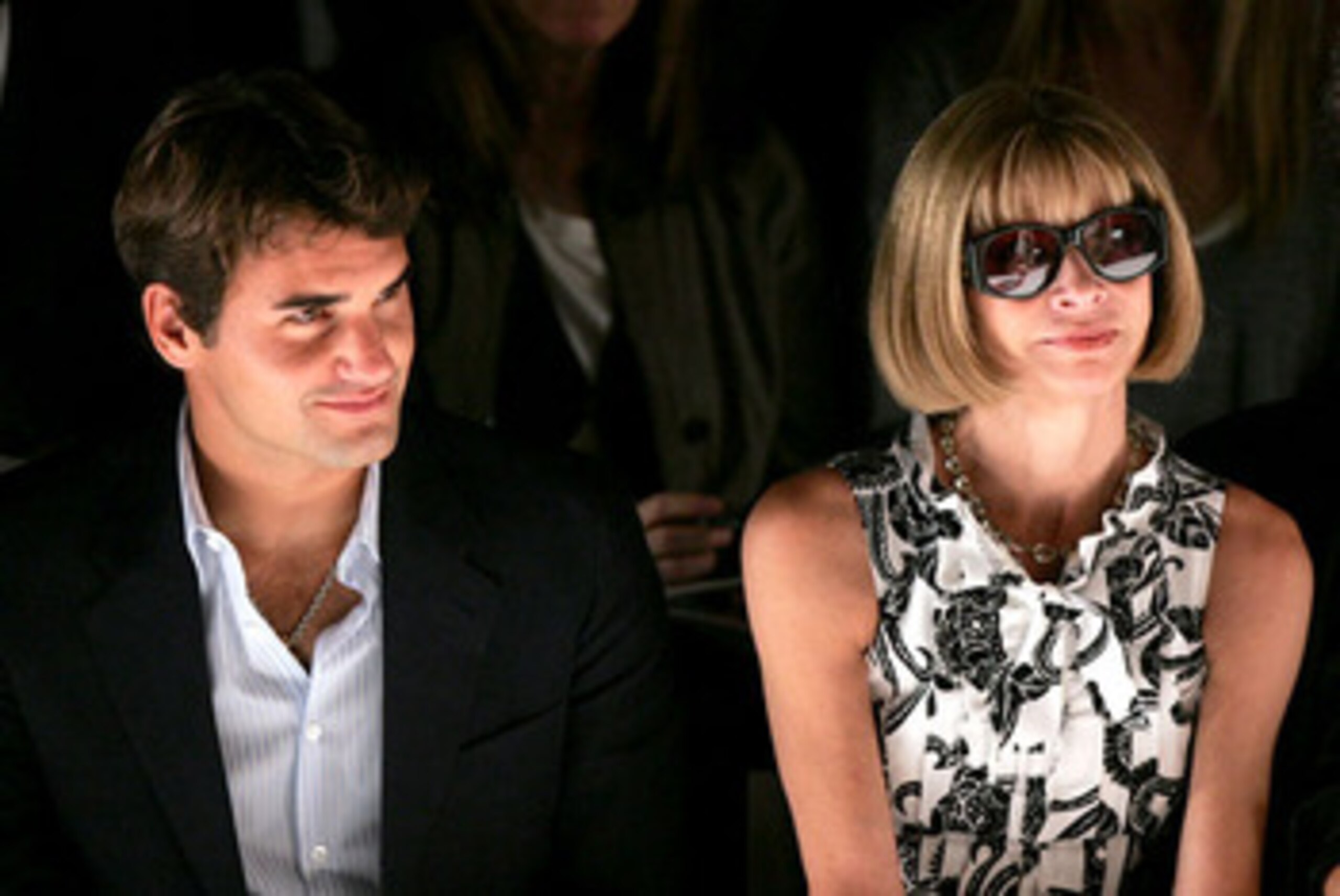 Roger Federer and Anna Wintour; the smugness in this photograph is so thick, you can cut it with a knife.