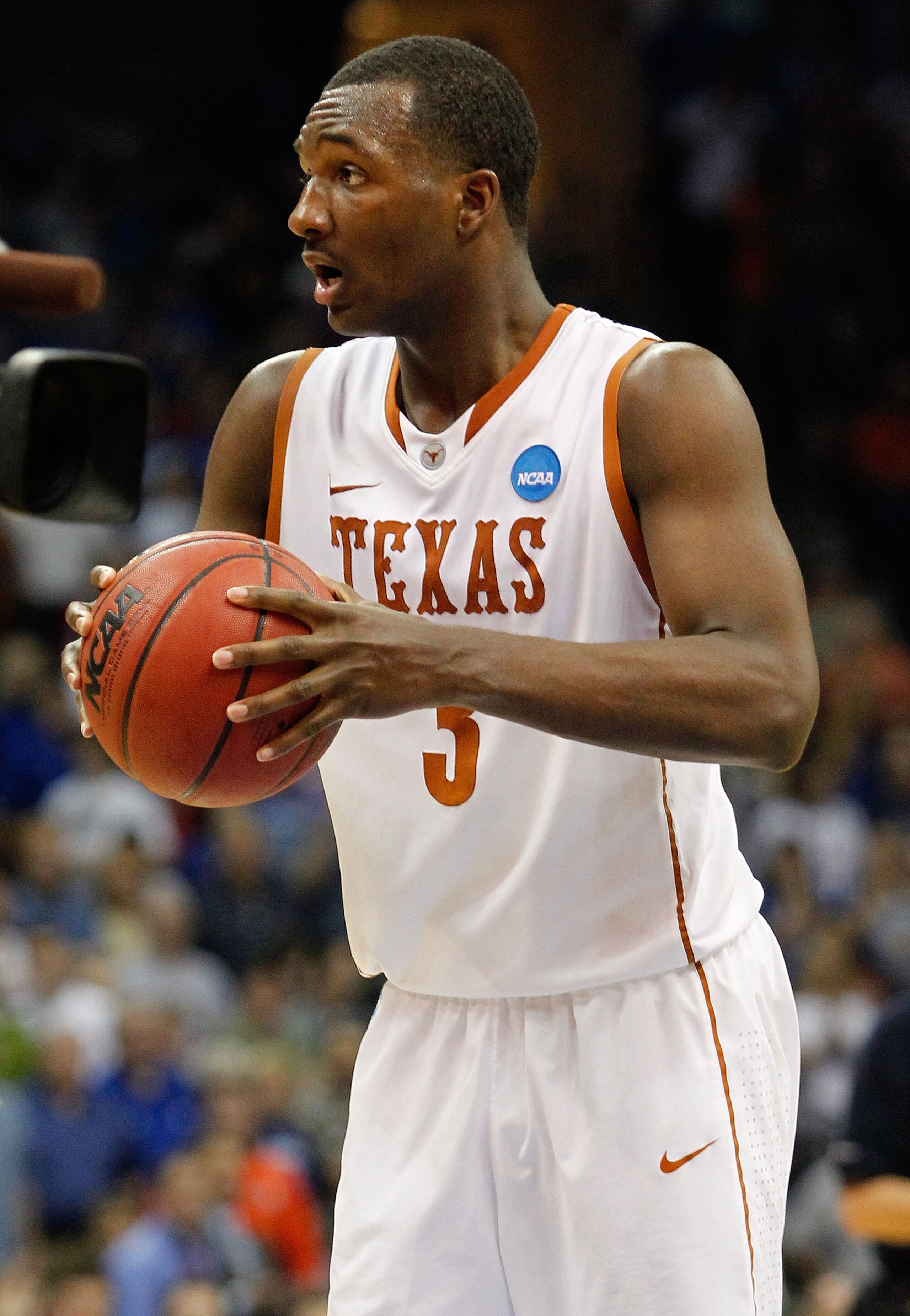 TULSA, OK - MARCH 20: Jordan Hamilton #3 of the Texas Longhorns reacts at the end of their 70-69 loss to the Arizona Wildcats in the third round of the 2011 NCAA men's basketball tournament at BOK Center on March 20, 2011 in Tulsa, Oklahoma. (Photo by T TULSA, OK - MARCH 20: Jordan Hamilton #3 of the Texas Longhorns reacts at the end of their 70-69 loss to the Arizona Wildcats in the third round of the 2011 NCAA men's basketball tournament at BOK Center on March 20, 2011 in Tulsa, Oklahoma. (Photo by T