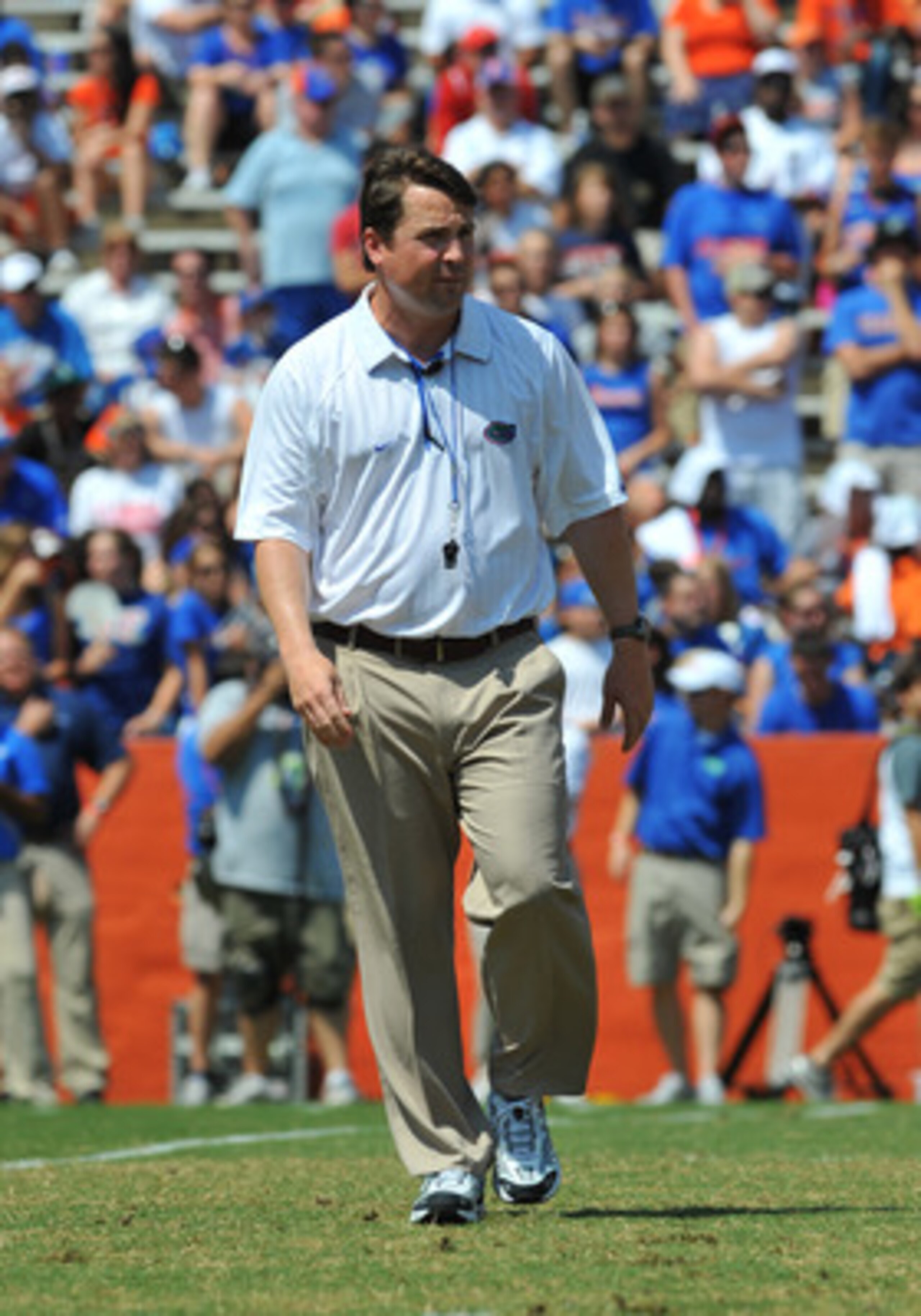 GAINESVILLE, FL - APRIL 9:  Coach Will Muschamp of the Florida Gators directs play during the Orange and Blue spring football game April 9, 2011 at Ben Hill Griffin Stadium in Gainesville, Florida.  (Photo by Al Messerschmidt/Getty Images)