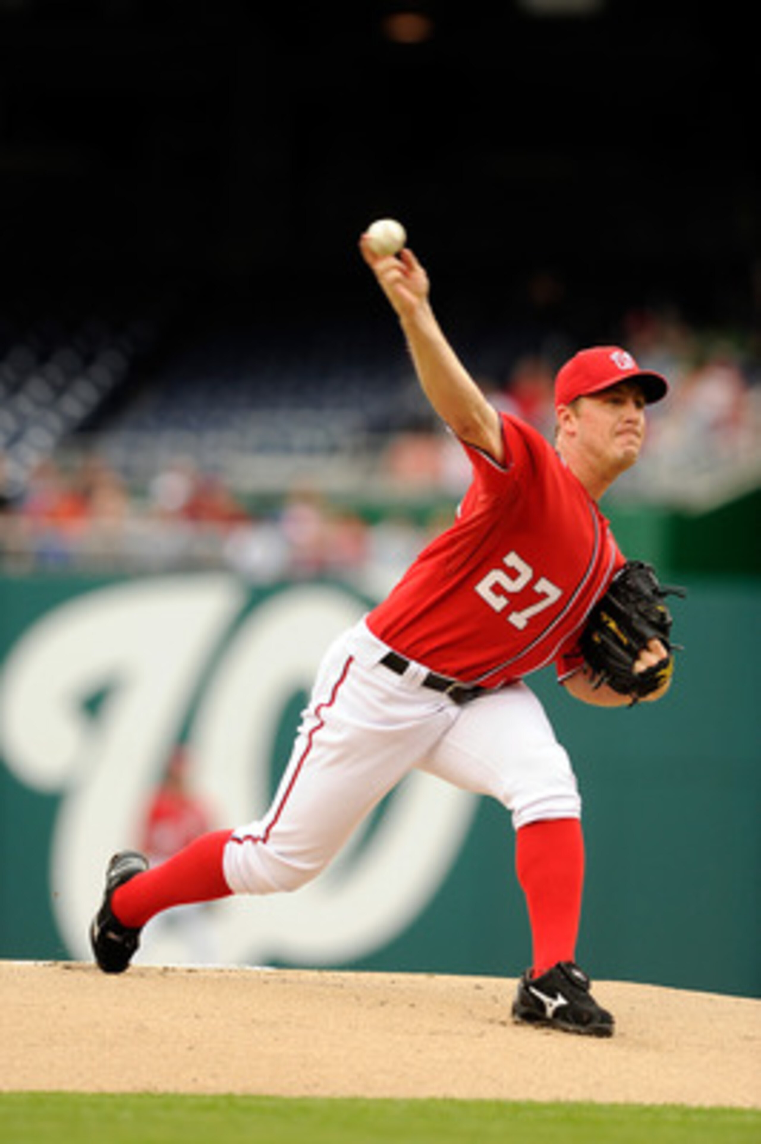 WASHINGTON, DC - MAY 01:  Jordan Zimmermann #27 of the Washington Nationals pitches against the San Francisco Giants at Nationals Park on May 1, 2011 in Washington, DC.  (Photo by Greg Fiume/Getty Images)