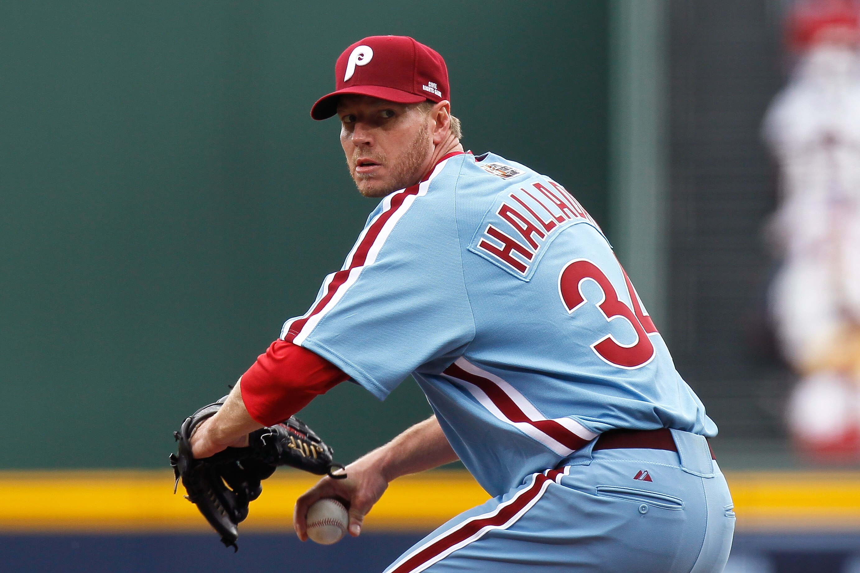 ATLANTA, GA - MAY 15: Roy Halladay #34 of the Philadelphia Phillies pitches in the first inning against the Atlanta Braves at Turner Field on May 15, 2011 in Atlanta, Georgia. (Photo by Kevin C. Cox/Getty Images) ATLANTA, GA - MAY 15: Roy Halladay #34 of the Philadelphia Phillies pitches in the first inning against the Atlanta Braves at Turner Field on May 15, 2011 in Atlanta, Georgia. (Photo by Kevin C. Cox/Getty Images)