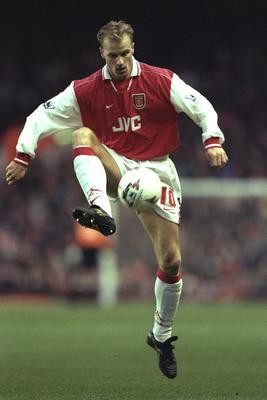 4 Jan 1997:  Dennis Bergkamp of Arsenal in action during the FA cup third round tie between Arsenal and Sunderland at Highbury in London. The match ended in a 1-1 draw. Mandatory Credit: Ben Radford/Allsport
