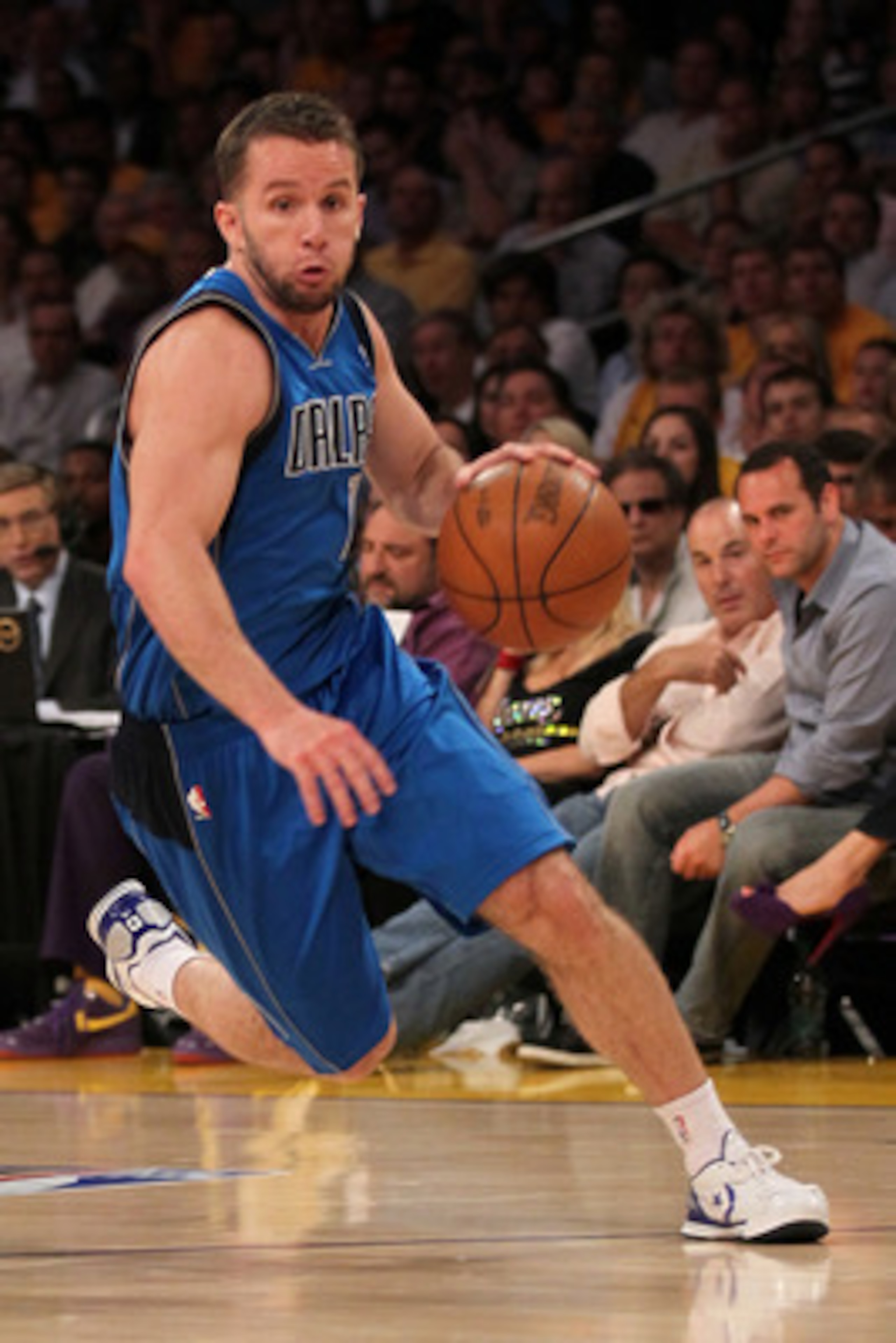 LOS ANGELES, CA - MAY 04:  Jose Juan Barea #11 of the Dallas Mavericks moves the ball while taking on the Los Angeles Lakers in Game Two of the Western Conference Semifinals in the 2011 NBA Playoffs at Staples Center on May 4, 2011 in Los Angeles, Califor