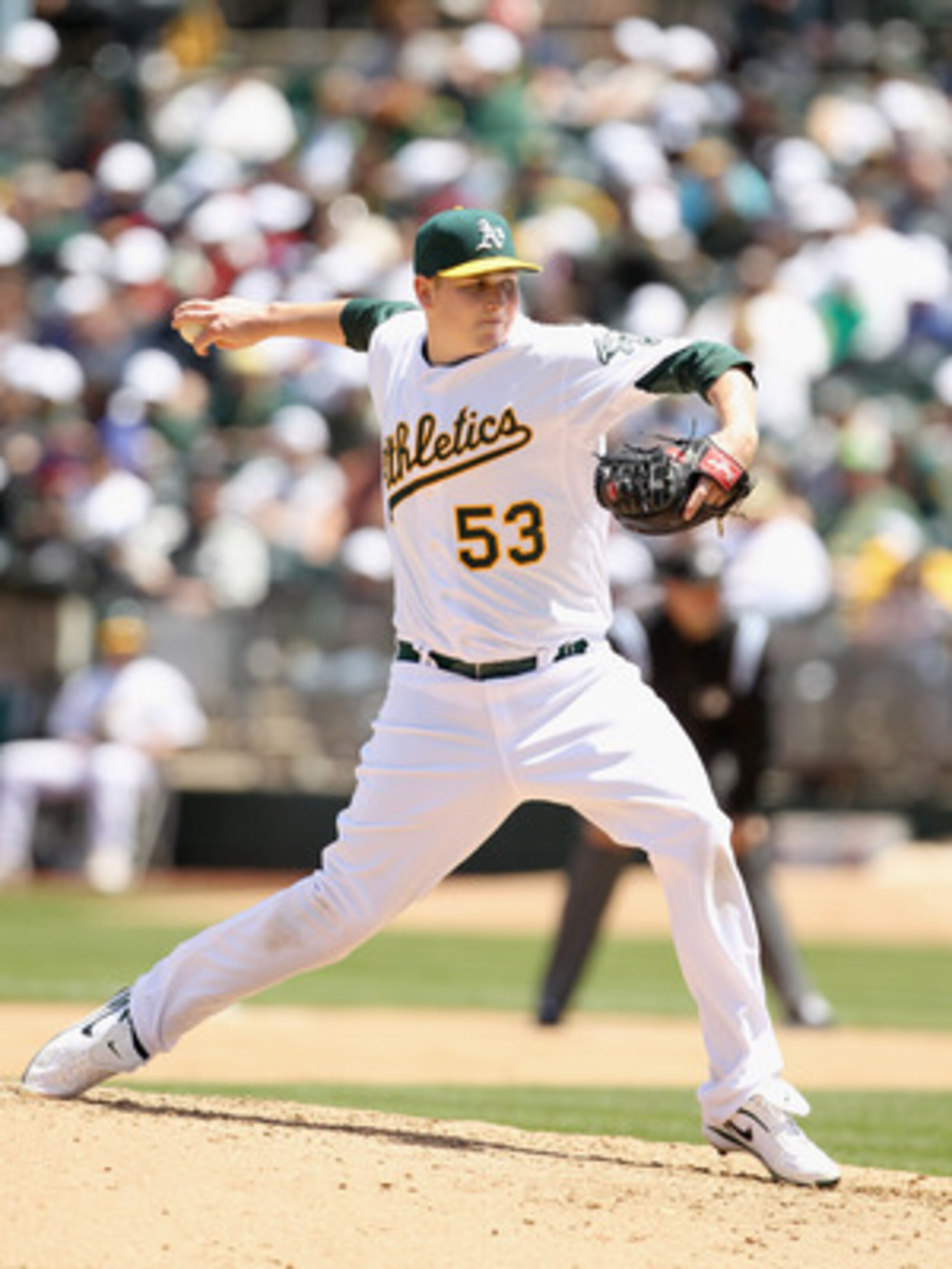 OAKLAND, CA - MAY 15:  Trevor Cahill #53 of the Oakland Athletics pitches against the Chicago White Sox at Oakland-Alameda County Coliseum on May 15, 2011 in Oakland, California.  (Photo by Ezra Shaw/Getty Images)