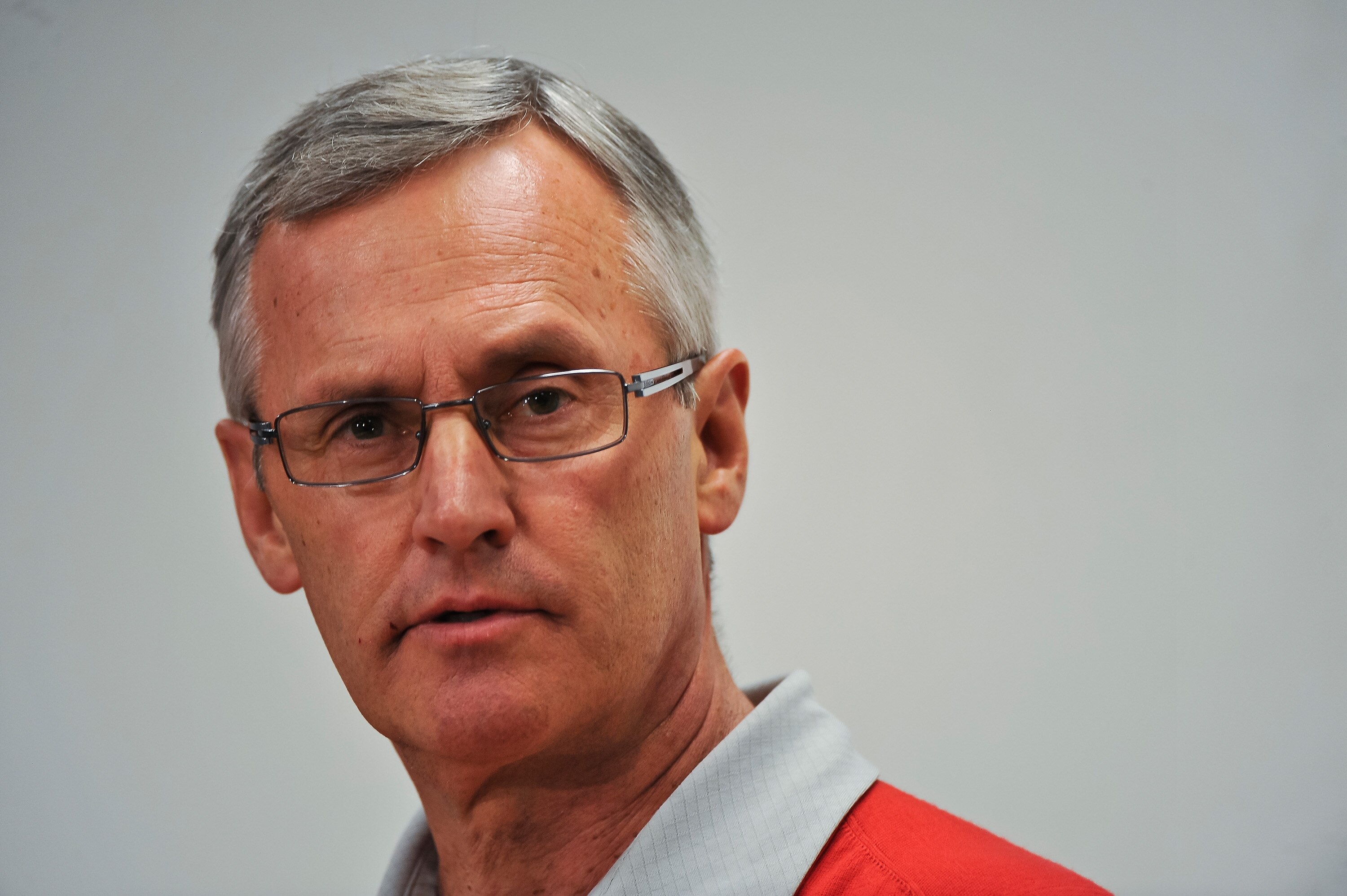 COLUMBUS, OH - MARCH 30:  Head Coach Jim Tressel speaks to the media during a press conference before the start of Spring practices at the Woody Hayes Athletic Center at The Ohio State University on March 30, 2011 in Columbus, Ohio. (Photo by Jamie Sabau/