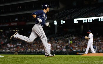 CLEVELAND - MAY 11: Ben Zobrist #18 of the Tampa Bay Rays trots around third base after hitting a home run off of Justin Germano #39 of the Cleveland Indians during the game on May 11, 2011 at Progressive Field in Cleveland, Ohio.  (Photo by Jared Wickerh