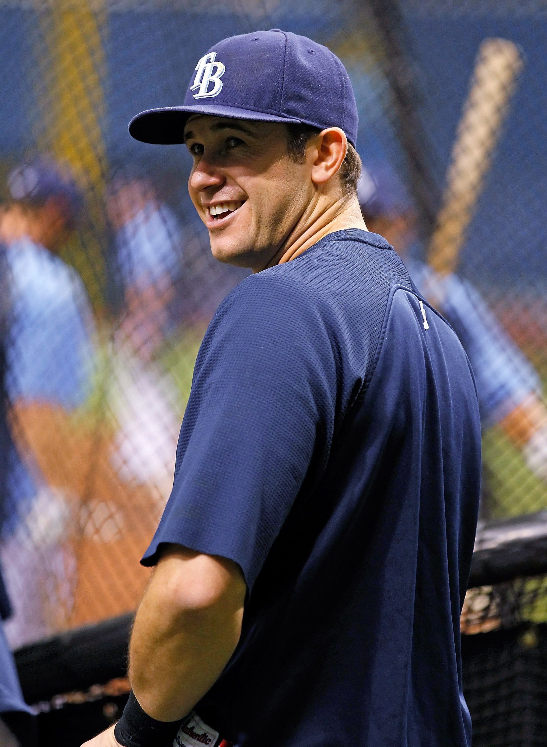 ST. PETERSBURG, FL - MAY 03:  Infielder Evan Longoria #3 of the Tampa Bay Rays smiles during batting practice just before the start of the game against the Toronto Blue Jays at Tropicana Field on May 3, 2011 in St. Petersburg, Florida.  (Photo by J. Meric