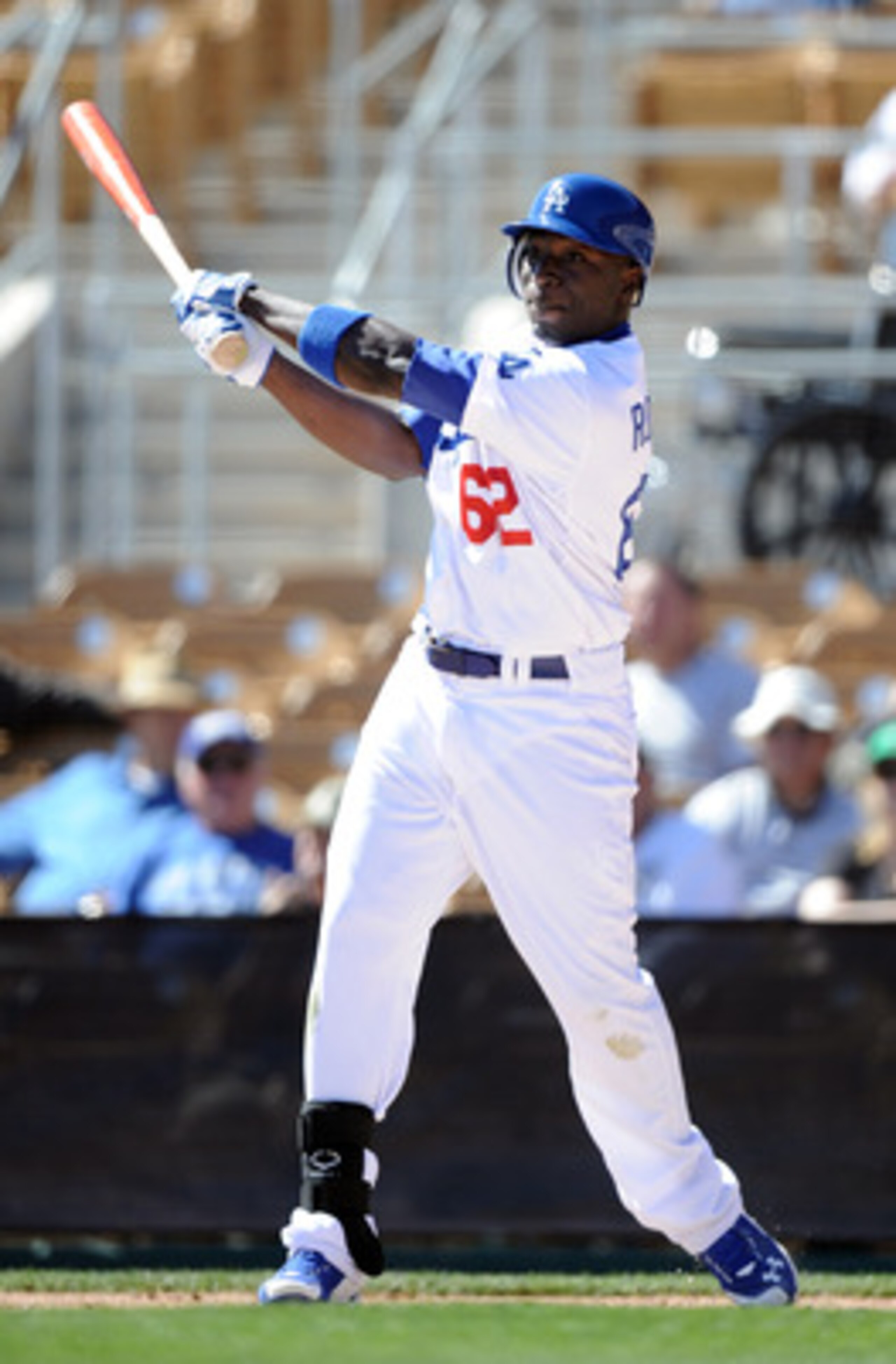 PHOENIX, AZ - FEBRUARY 28:  Trayvon Robinson #62 of the Los Angeles Dodgers at bat during spring training at Camelback Ranch on February 28, 2011 in Phoenix, Arizona.  (Photo by Harry How/Getty Images)