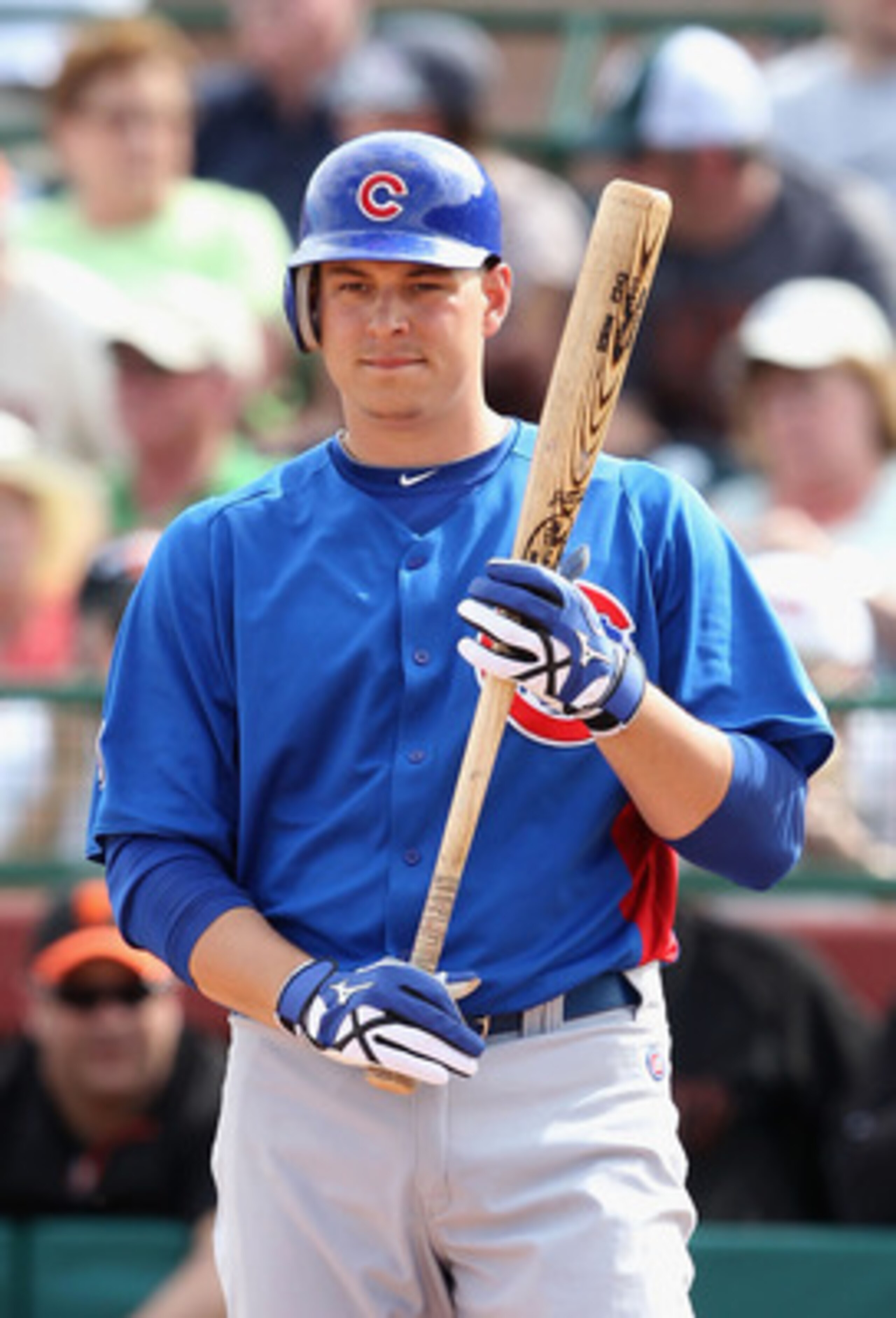 SCOTTSDALE, AZ - MARCH 01:  Bryan LaHair #6 of the Chicago Cubs bats against the San Francisco Giants during the spring training game at Scottsdale Stadium on March 1, 2011 in Scottsdale, Arizona.  (Photo by Christian Petersen/Getty Images)