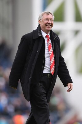 BLACKBURN, ENGLAND - MAY 14:  Sir Alex Ferguson manager of Manchester United after clinching the title during the Barclays Premier League match between Blackburn Rovers and Manchester United at Ewood Park on May 14, 2011 in Blackburn, England.  (Photo by