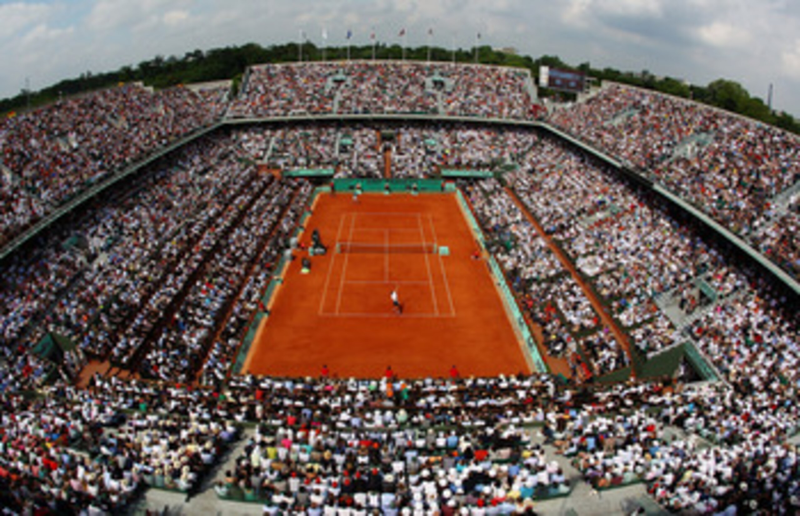 PARIS - JUNE 06:  A general vire of Philippe Chatrier court during the men's singles final match between Robin Soderling of Sweden and Rafael Nadal of Spain on day fifteen of the French Open at Roland Garros on June 6, 2010 in Paris, France.  (Photo by Cl