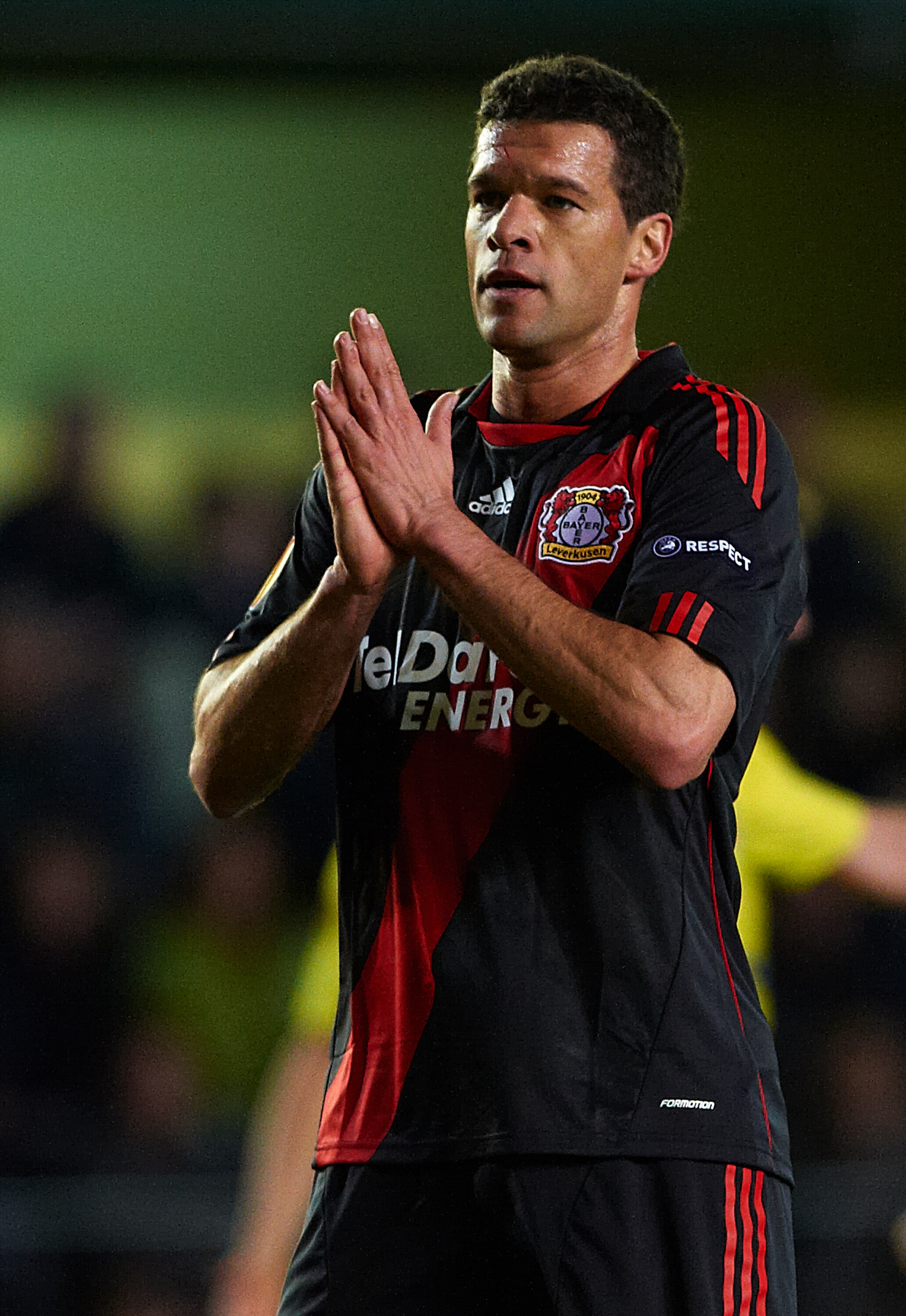 VILLAREAL, SPAIN - MARCH 17:  Michael Ballack of Bayer Leverkusen reacts during the UEFA Europa League round of 16 second leg match between Villarreal and Bayer Leverkusen at El Madrigal stadium on March 17, 2011 in Villareal, Spain. Villarreal won 2-1.