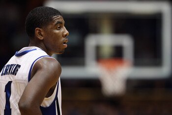 DURHAM, NC - DECEMBER 01: Kyrie Irving #1 of the Duke Blue Devils watches on during their game against the Michigan State Spartans at Cameron Indoor Stadium on December 1, 2010 in Durham, North Carolina. (Photo by Streeter Lecka/Getty Images) DURHAM, NC - DECEMBER 01: Kyrie Irving #1 of the Duke Blue Devils watches on during their game against the Michigan State Spartans at Cameron Indoor Stadium on December 1, 2010 in Durham, North Carolina. (Photo by Streeter Lecka/Getty Images)
