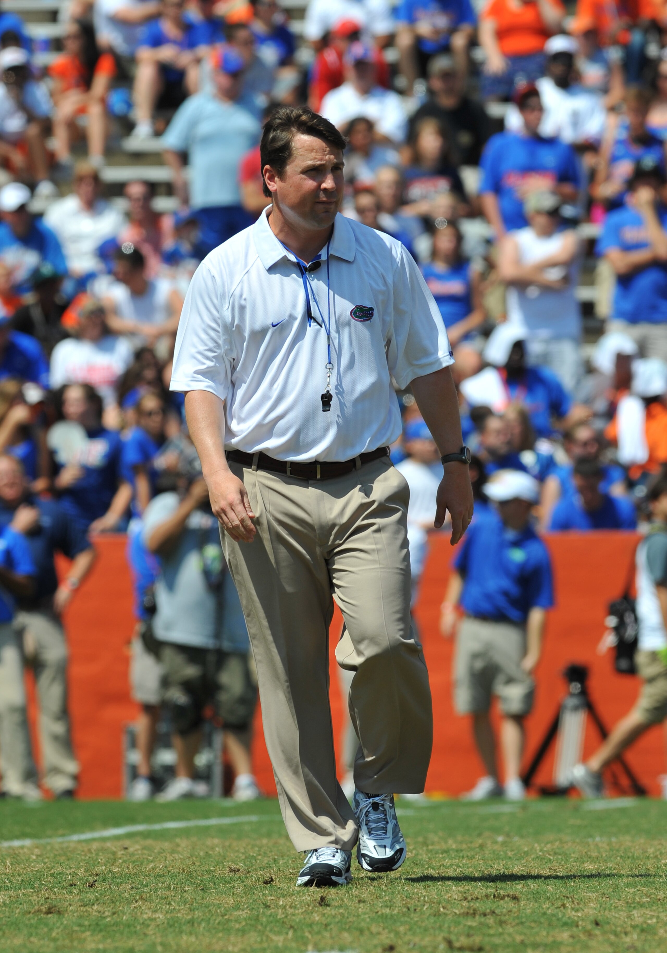 GAINESVILLE, FL - APRIL 9:  Coach Will Muschamp of the Florida Gators directs play during the Orange and Blue spring football game April 9, 2011 at Ben Hill Griffin Stadium in Gainesville, Florida.  (Photo by Al Messerschmidt/Getty Images)