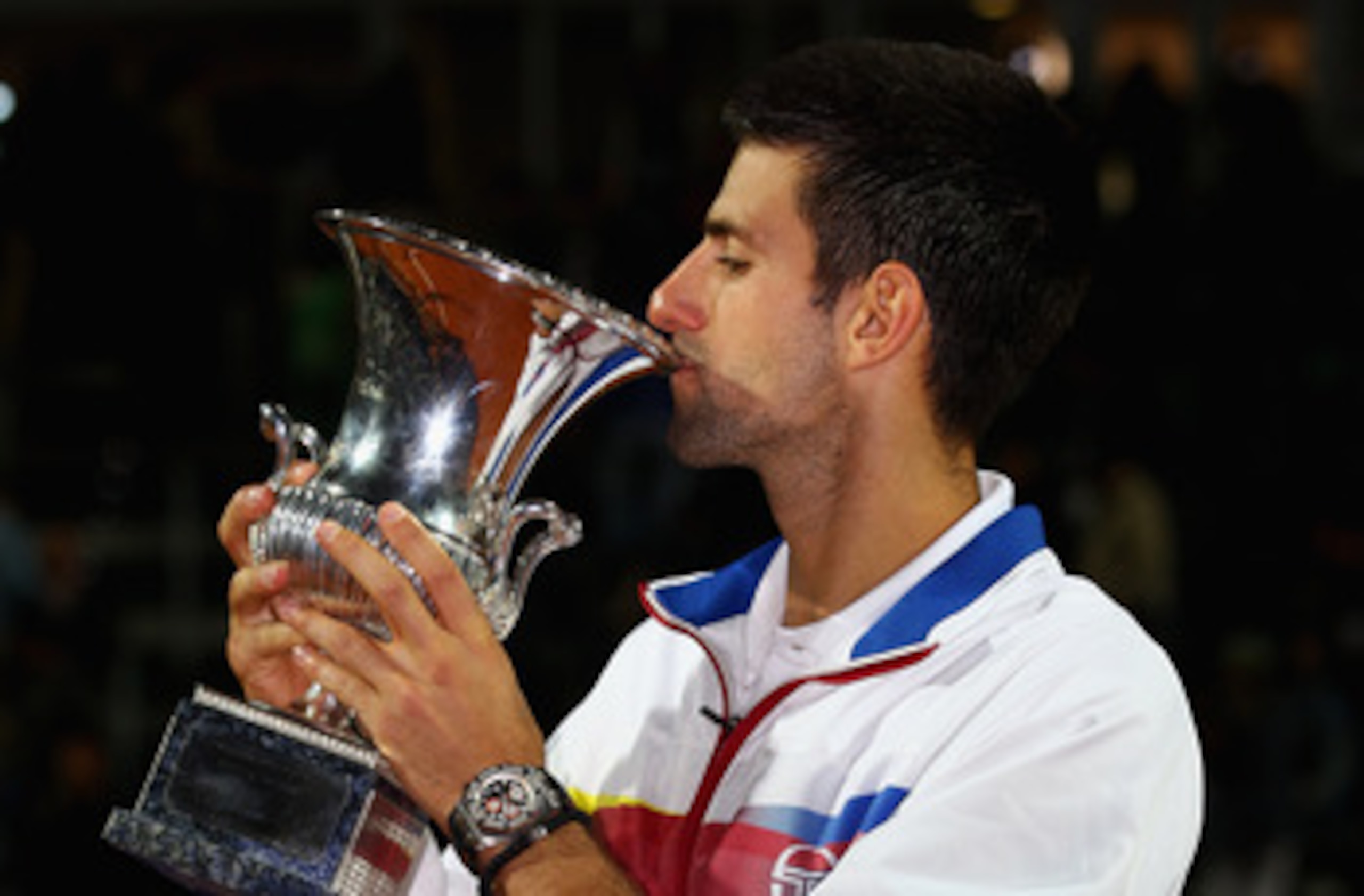 ROME, ITALY - MAY 15: Novak Djokovic of Serbia kisses the trophy after his victory in the final against Rafael Nadal of Spain during day eight of the Internazoinali BNL D'Italia at the Foro Italico Tennis Centre on May 15, 2011 in Rome, Italy. (Photo by ROME, ITALY - MAY 15: Novak Djokovic of Serbia kisses the trophy after his victory in the final against Rafael Nadal of Spain during day eight of the Internazoinali BNL D'Italia at the Foro Italico Tennis Centre on May 15, 2011 in Rome, Italy. (Photo by