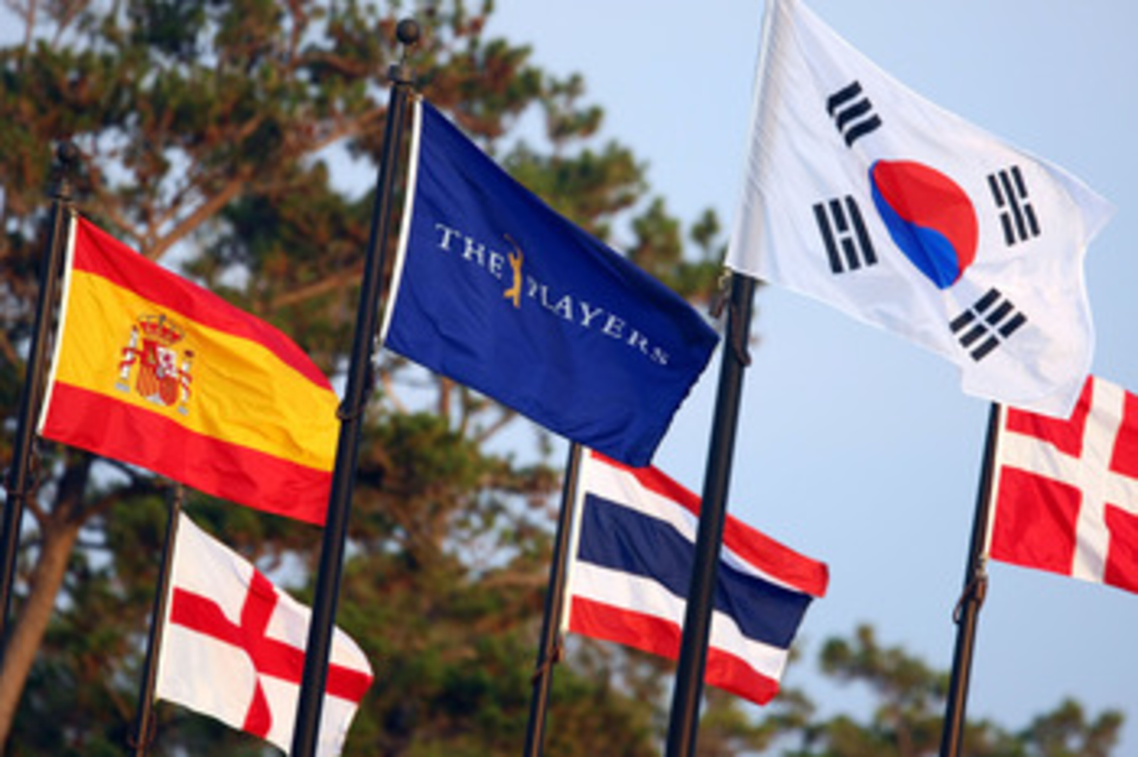 PONTE VEDRA BEACH, FL - MAY 06:  Flags blow in the breeze during a practice round prior to the start of THE PLAYERS Championship on THE PLAYERS Stadium Course at TPC Sawgrass on May 6, 2009 in Ponte Vedra Beach, Florida.  (Photo by Scott Halleran/Getty Im