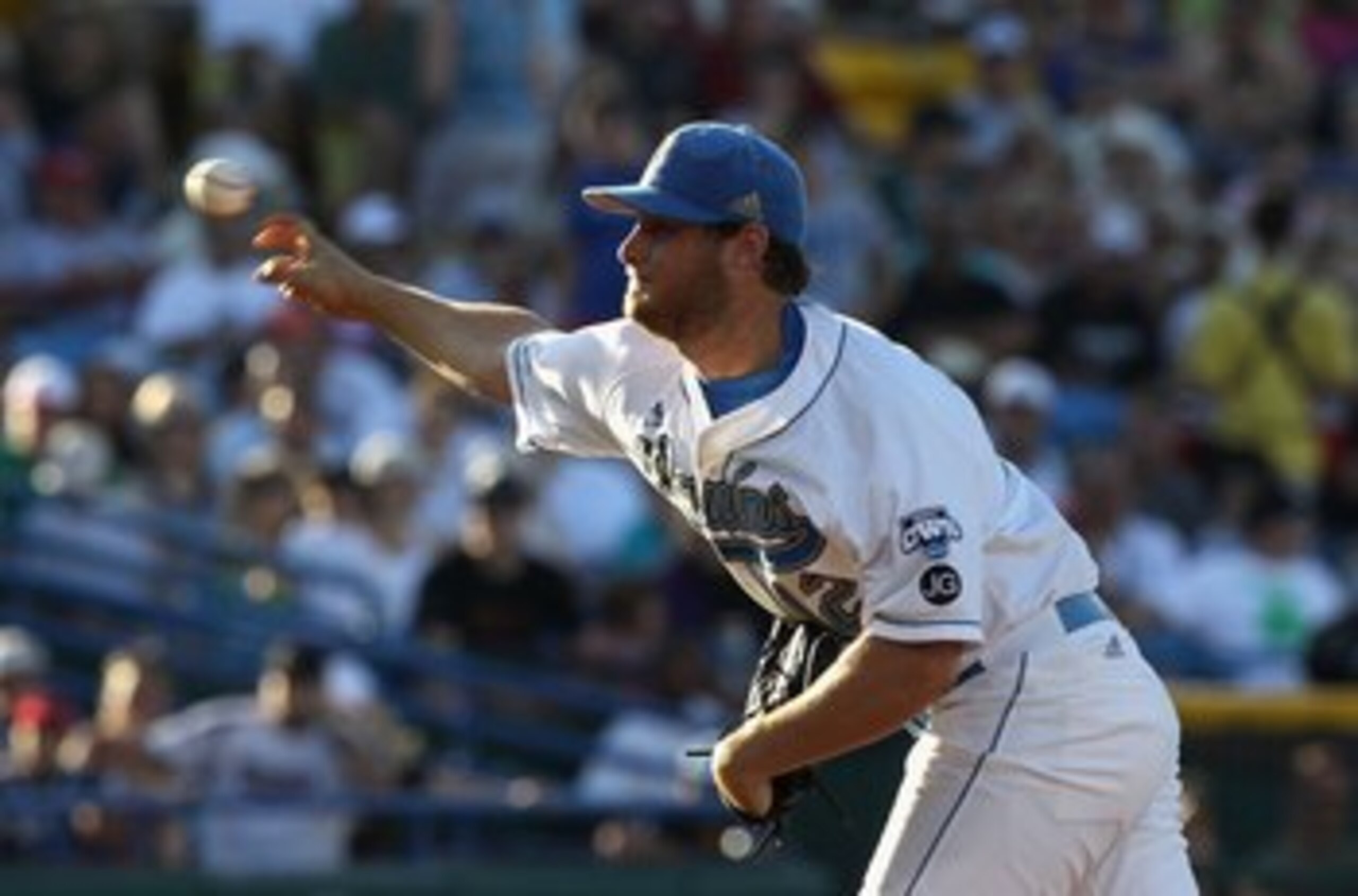 OMAHA, NE - JUNE 28:  Starting pitcher Gerrit Cole #12 of the UCLA Bruins pitches against the South Carolina Gamecocks during game 1 of the men's 2010 NCAA College Baseball World Series at Rosenblatt Stadium on June 28, 2010 in Omaha, Nebraska. The Gameco