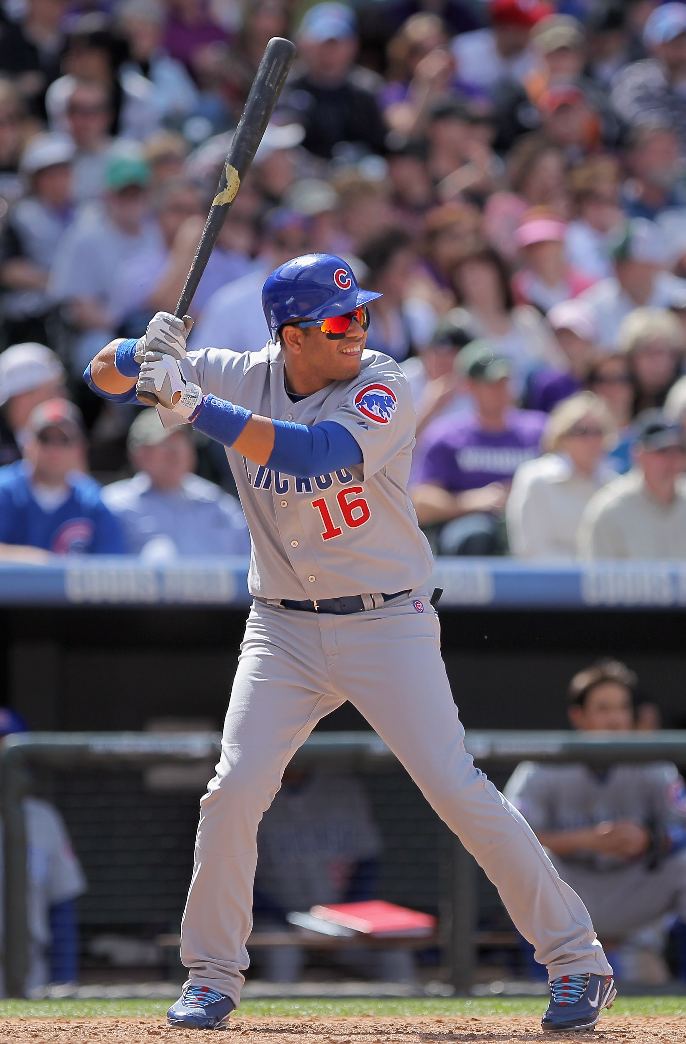 DENVER, CO - APRIL 17:  Aramis Ramirez #16 of the Chicago Cubs takes an at bat against the Colorado Rockies at Coors Field on April 17, 2011 in Denver, Colorado.  (Photo by Doug Pensinger/Getty Images)