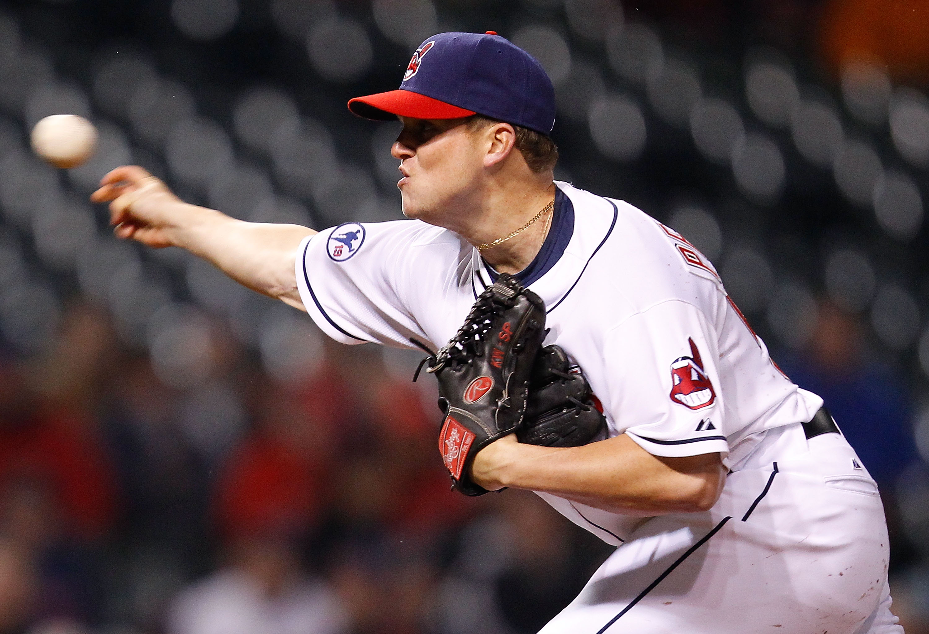 CLEVELAND - APRIL 06:  Vinnie Pestano #52 of the Cleveland Indians pitches against the Boston Red Sox during the game on April 6, 2011 at Progressive Field in Cleveland, Ohio.  (Photo by Jared Wickerham/Getty Images)