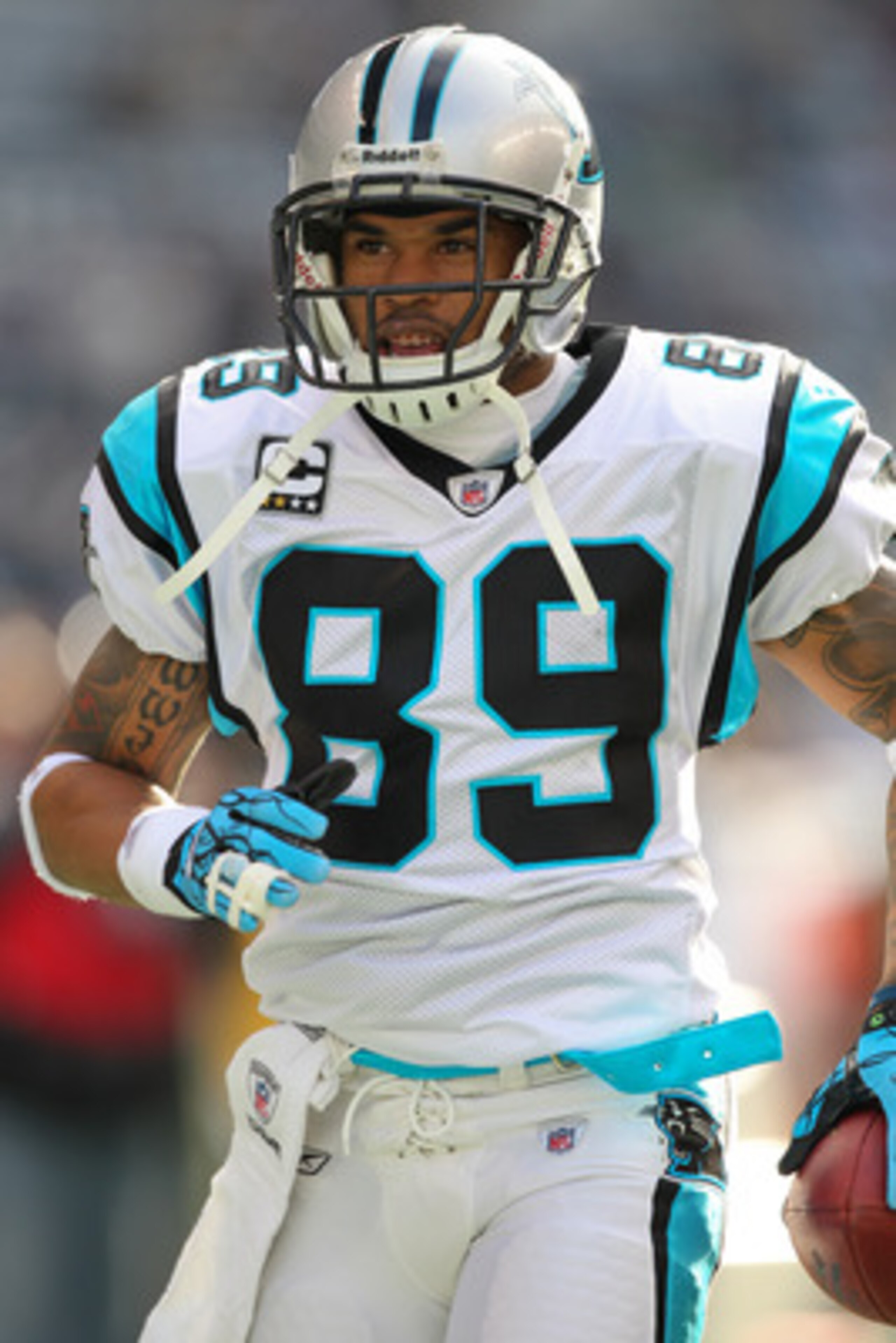 SEATTLE - DECEMBER 05:  Wide receiver Steve Smith #89 of the Carolina Panthers looks on during warmups prior to the game against the Seattle Seahawks at Qwest Field on December 5, 2010 in Seattle, Washington. The Seahawks won, 31-14. (Photo by Otto Greule