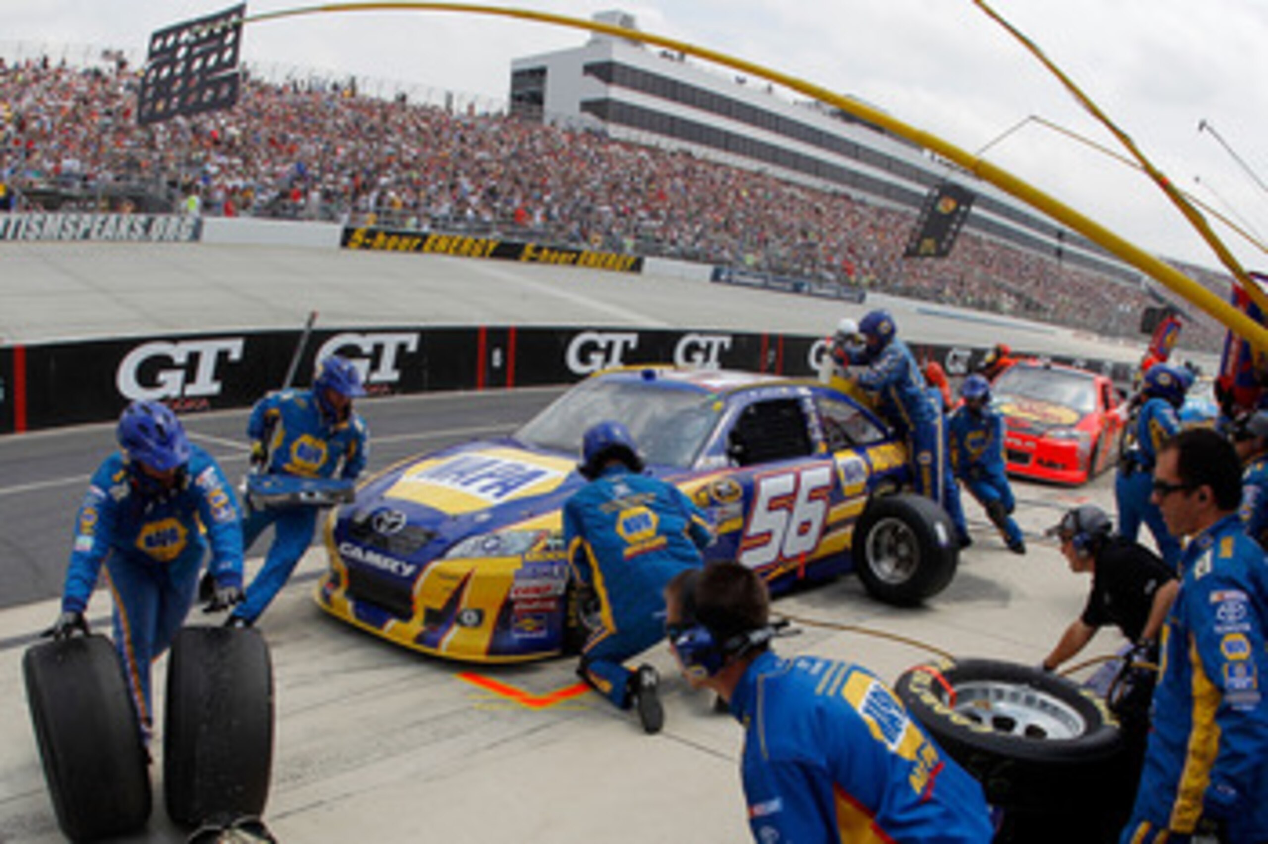 DOVER, DE - MAY 15: Martin Truex Jr., driver of the #56 NAPA Auto Parts Toyota, pits during the NASCAR Sprint Cup Series FedEx 400 Benefiting Autism Speaks at Dover International Speedway on May 15, 2011 in Dover, Delaware. (Photo by Todd Warshaw/Getty DOVER, DE - MAY 15: Martin Truex Jr., driver of the #56 NAPA Auto Parts Toyota, pits during the NASCAR Sprint Cup Series FedEx 400 Benefiting Autism Speaks at Dover International Speedway on May 15, 2011 in Dover, Delaware. (Photo by Todd Warshaw/Getty
