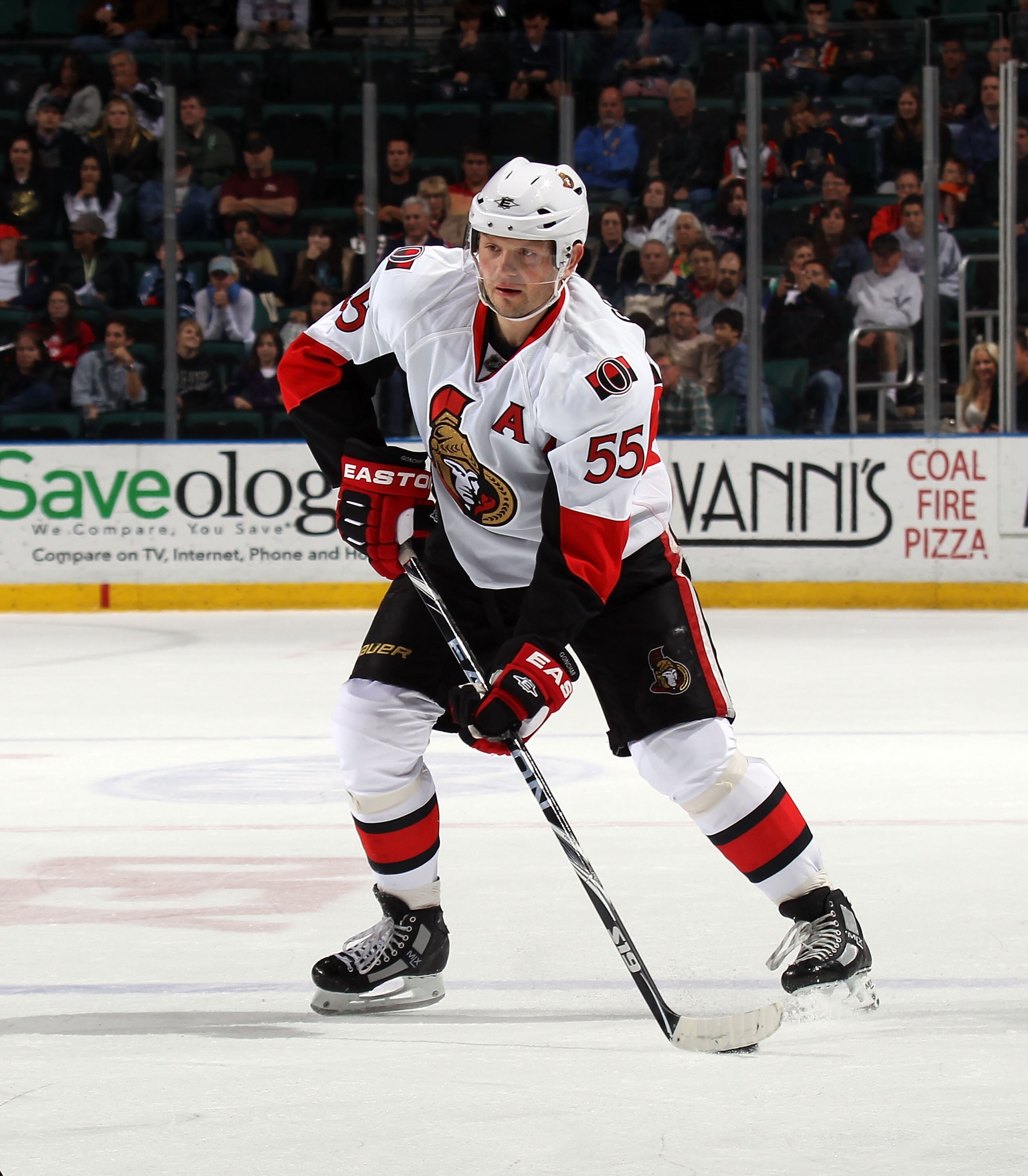 SUNRISE, FL - MARCH 10: Sergei Gonchar #55 of the Ottawa Senators skates against the Florida Panthers at the BankAtlantic Center on March 10, 2011 in Sunrise, Florida.  (Photo by Bruce Bennett/Getty Images)
