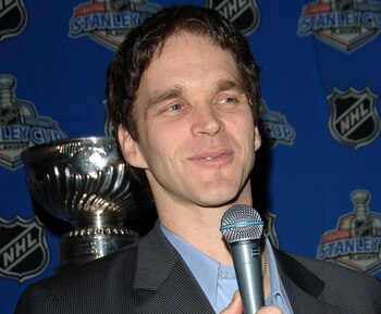 BEVERLY HILLS, CA - APRIL 12:  Former NHL player Luc Robitaille speaks at the Stanley Cup Playoff Party at the Beverly Hills Gibson Musical Instruments Showroom on April 12, 2007 in Beverly Hills, California.  (Photo by Stephen Shugerman/Getty Images for