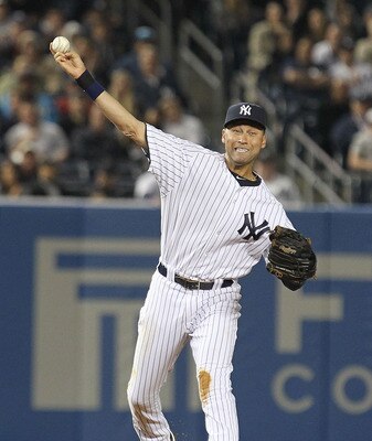 NEW YORK, NY - MAY 13:  Derek Jeter #2 of the New York Yankees in action against the Boston Red Sox during their game on May 13, 2011 at Yankee Stadium in the Bronx borough of New York City.  (Photo by Al Bello/Getty Images)