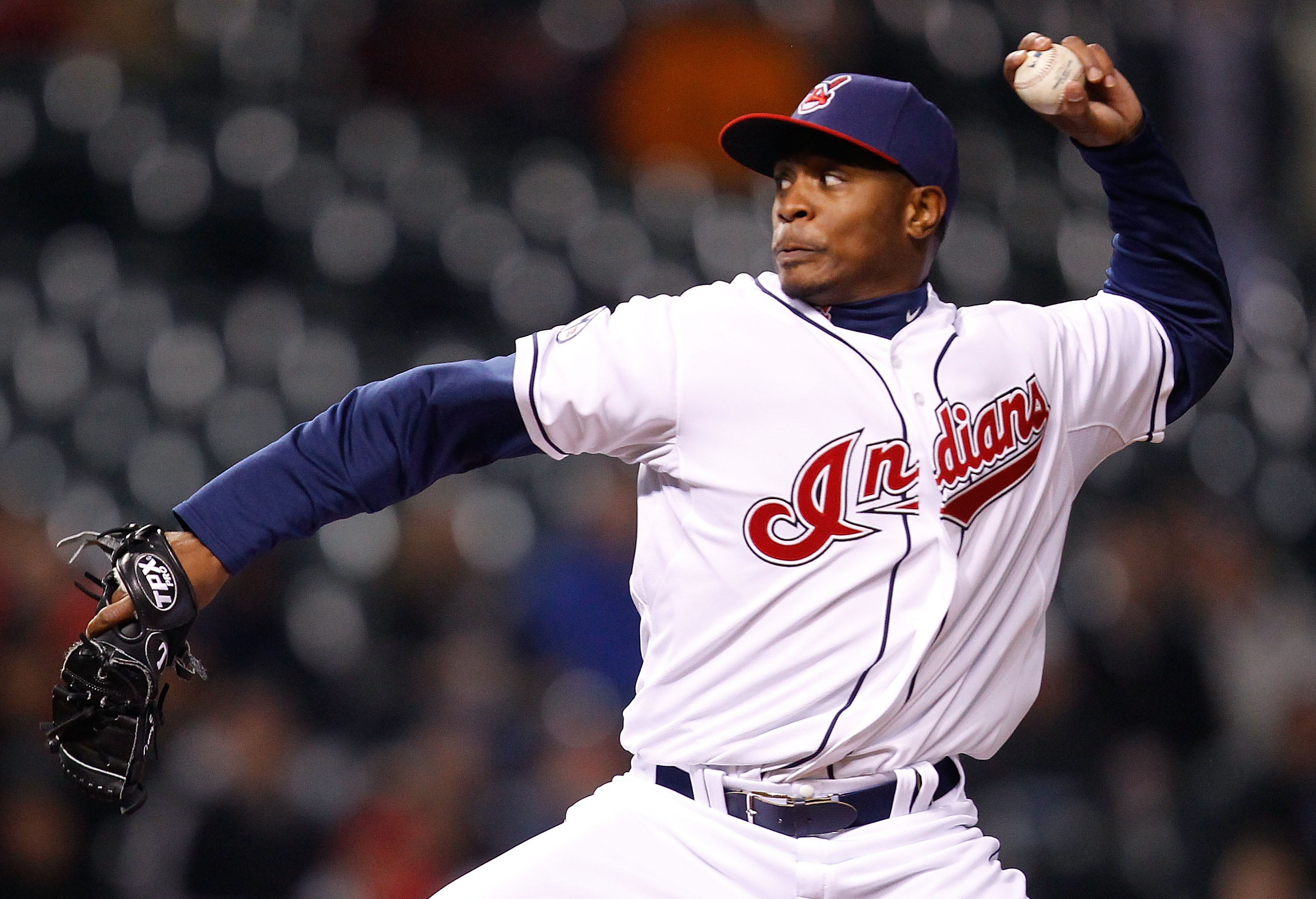 CLEVELAND - APRIL 06: Tony Sipp #46 of the Cleveland Indians pitches against  the Boston Red Sox during the game on April 6, 2011 at Progressive Field in Cleveland, Ohio.  (Photo by Jared Wickerham/Getty Images)