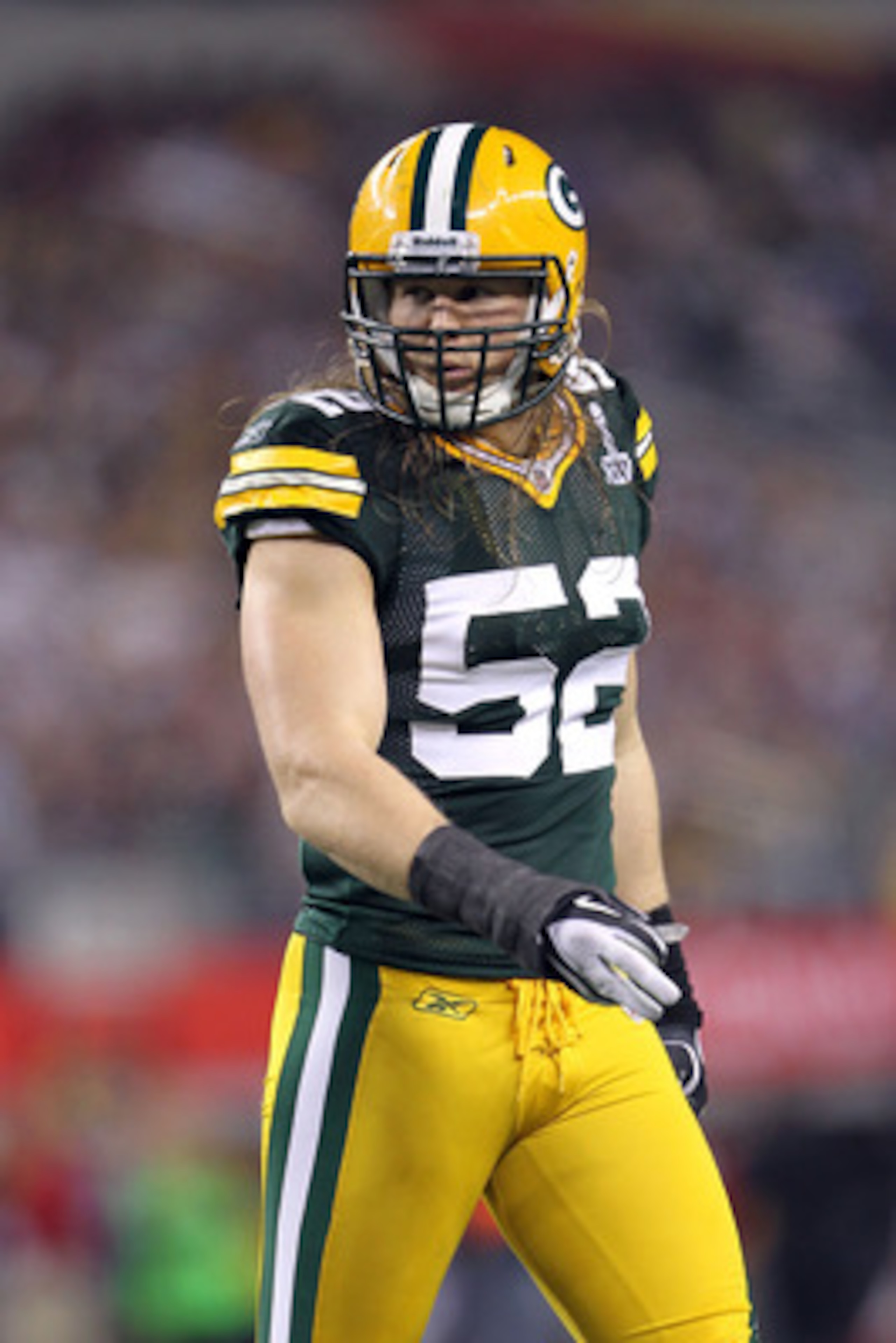 ARLINGTON, TX - FEBRUARY 06: Clay Matthews #52 of the Green Bay Packers looks on against the Pittsburgh Steelers during Super Bowl XLV at Cowboys Stadium on February 6, 2011 in Arlington, Texas. The Packers won 31-25. (Photo by Jamie Squire/Getty Images) ARLINGTON, TX - FEBRUARY 06: Clay Matthews #52 of the Green Bay Packers looks on against the Pittsburgh Steelers during Super Bowl XLV at Cowboys Stadium on February 6, 2011 in Arlington, Texas. The Packers won 31-25. (Photo by Jamie Squire/Getty Images)