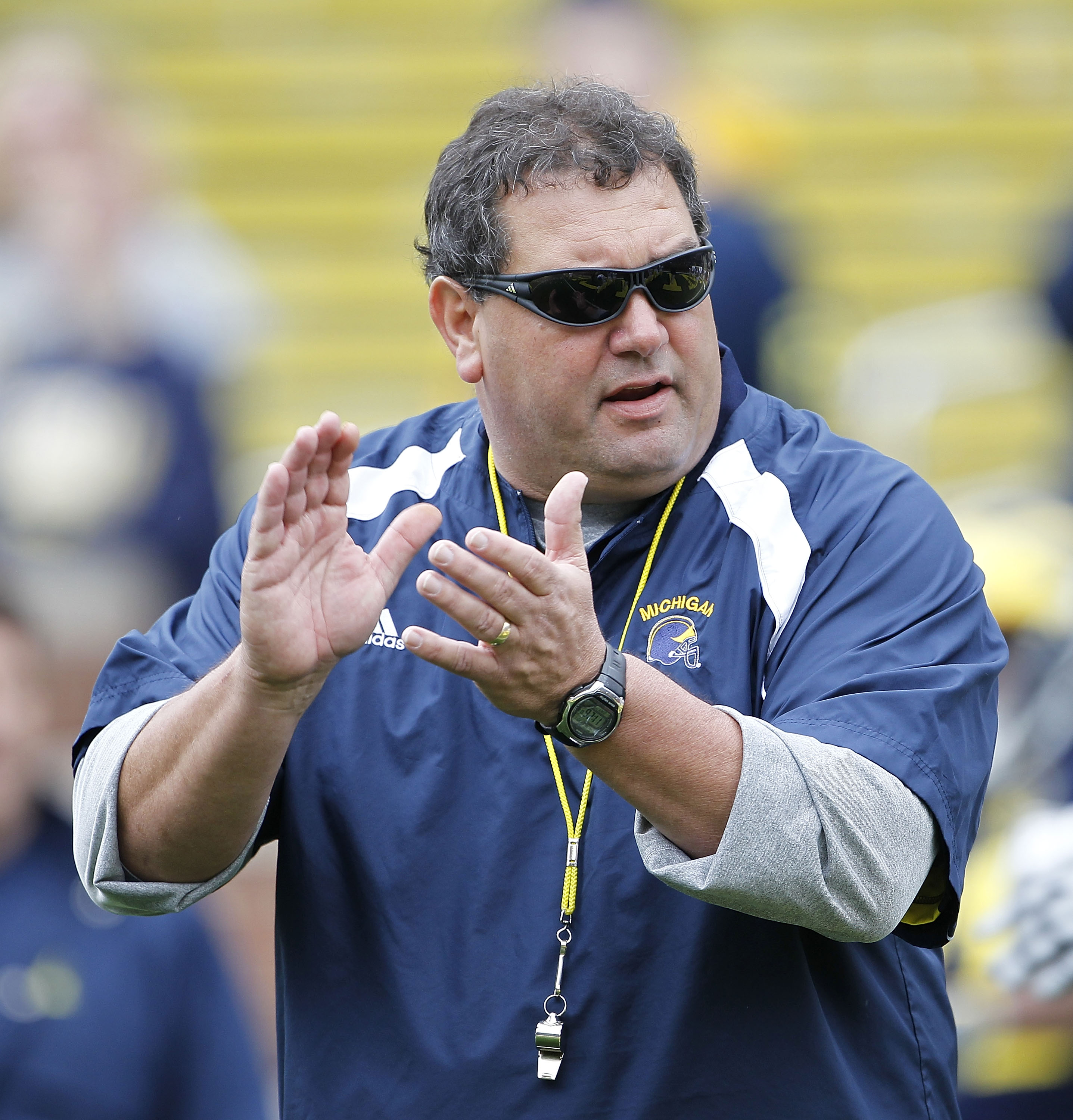ANN ARBOR, MI - APRIL 16:  Head football coach Brady Hoke during the annual Spring Game at Michigan Stadium on April 16, 2011 in Ann Arbor, Michigan.  (Photo by Leon Halip/Getty Images)