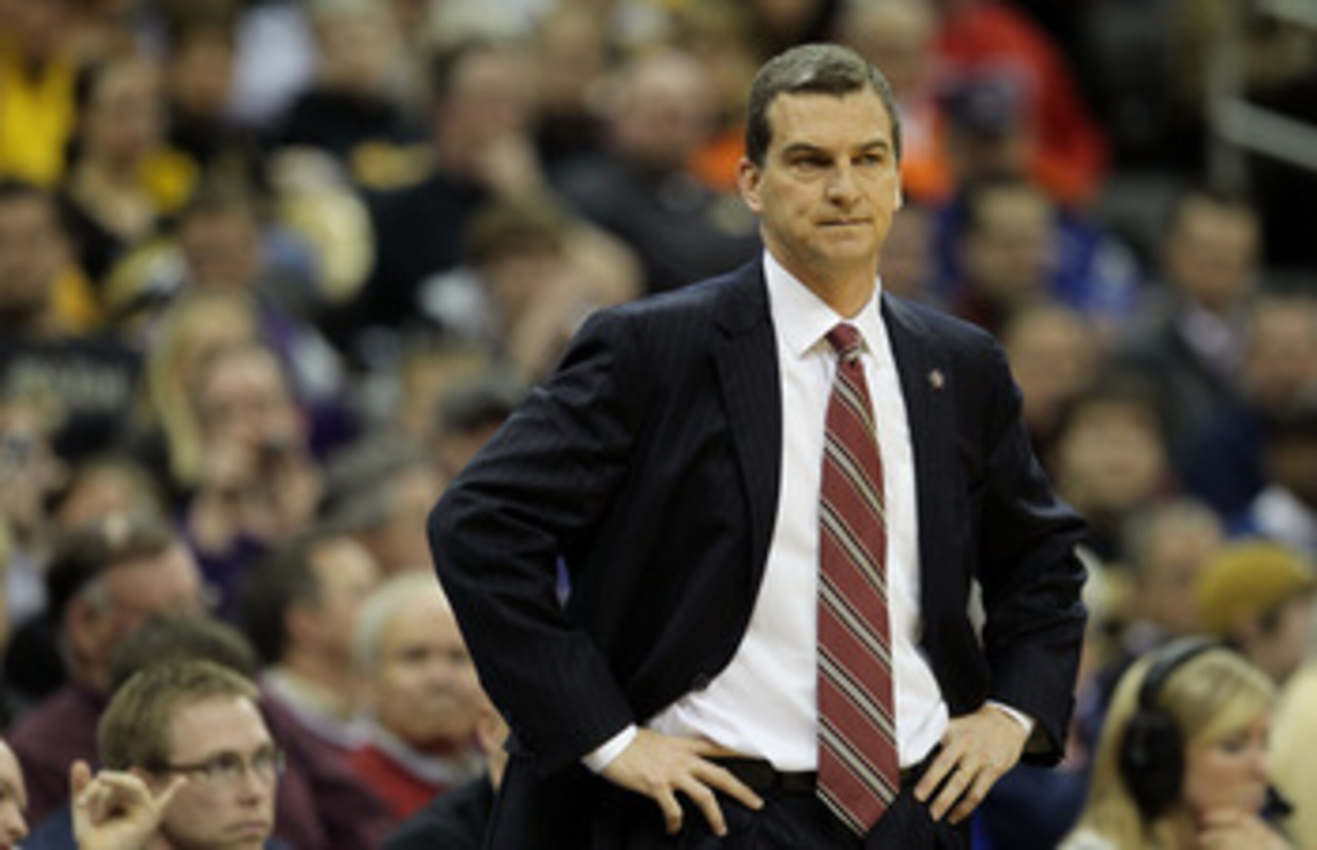 KANSAS CITY, MO - MARCH 10:  Head coach Mark Turgeon of the Texas A&M Aggies looks on during their quarterfinal game against the Missouri Tigers in the 2011 Phillips 66 Big 12 Men's Basketball Tournament at Sprint Center on March 10, 2011 in Kansas City,