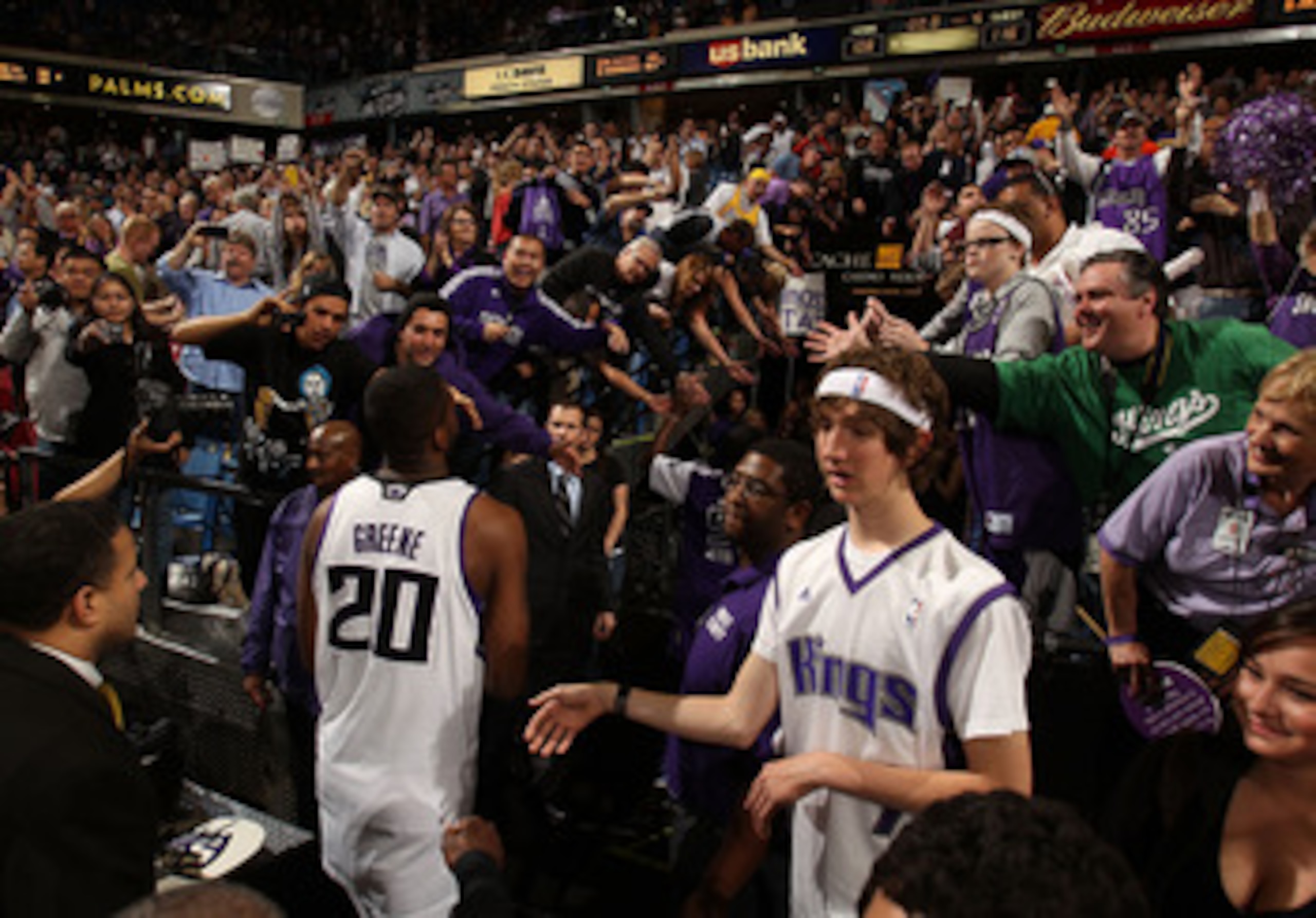 SACRAMENTO, CA - APRIL 13:  Donte Greene #20 of the Sacramento Kings leaves the court after his game against the Los Angeles Lakers on April 13, 2011 at Power Balence Pavilion in Sacramento, California. NOTE TO USER: User expressly acknowledges and agrees