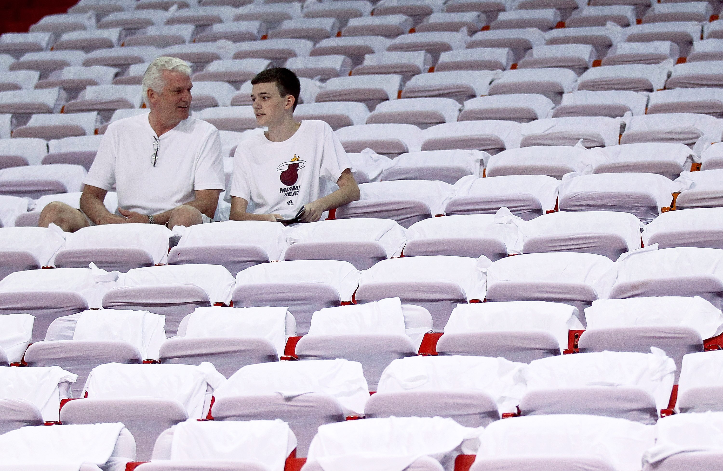 MIAMI, FL - MAY 03:  Miami Heat fans wait for the start of Game Two of the Eastern Conference Semifinals of the 2011 NBA Playoffs against the Boston Celtics at American Airlines Arena on May 3, 2011 in Miami, Florida. NOTE TO USER: User expressly acknowle