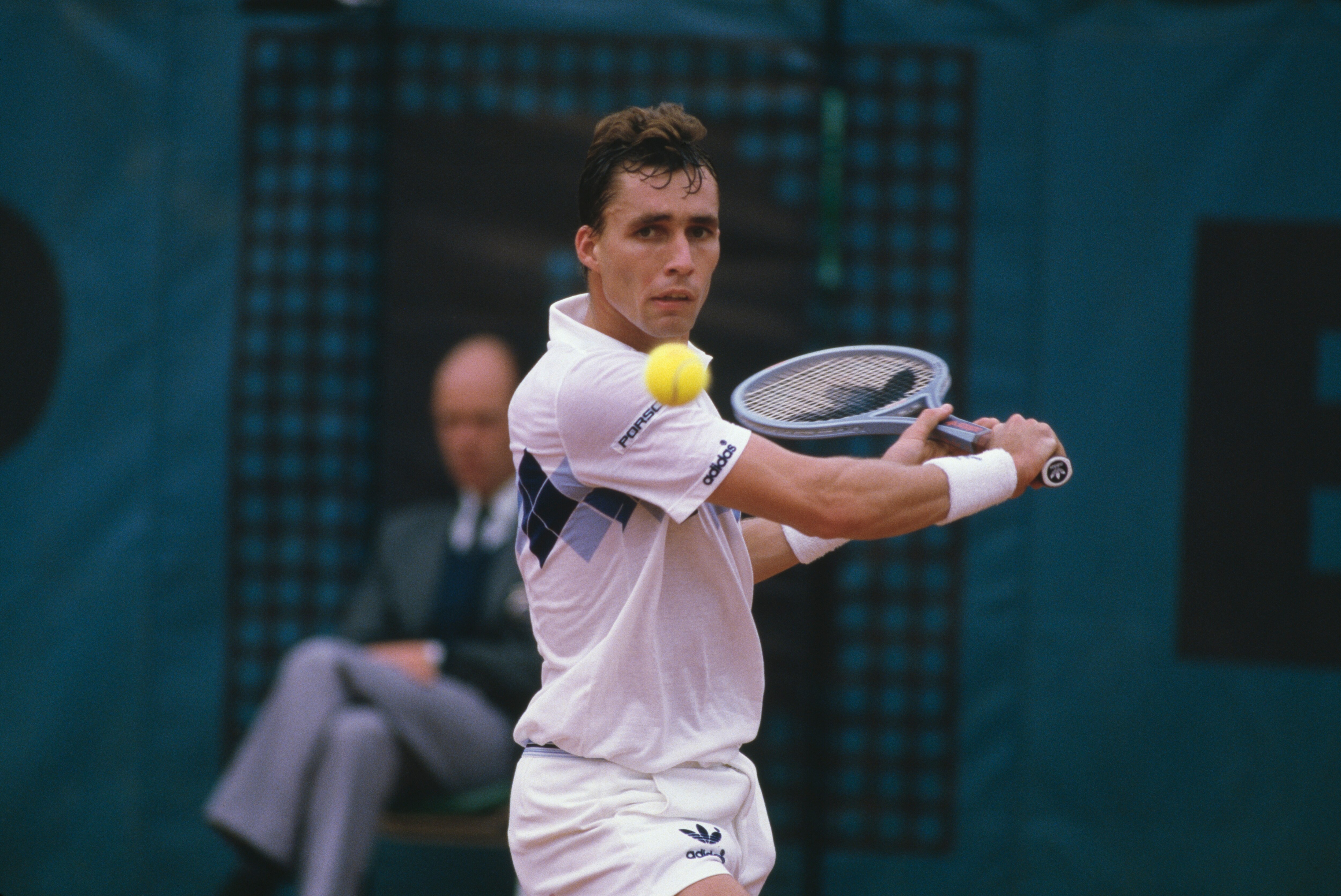 Tennis player Ivan Lendl wins the Men's Singles title at the 1984 French Open in Paris. (Photo by Steve Powell/Getty Images)