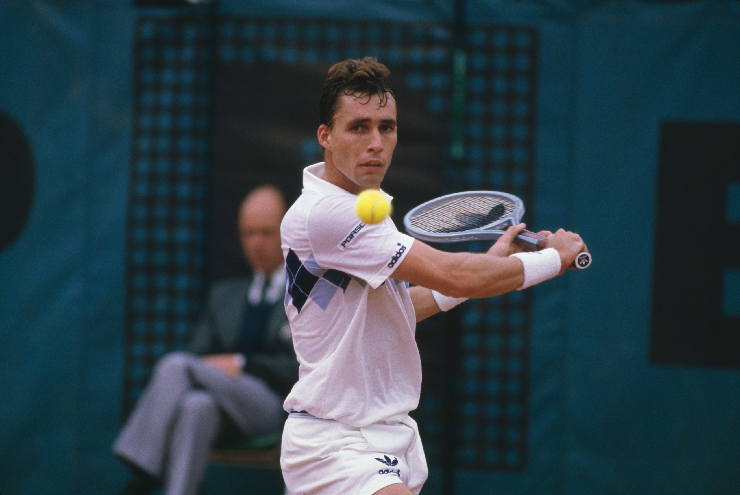 Tennis player Ivan Lendl wins the Men's Singles title at the 1984 French Open in Paris. (Photo by Steve Powell/Getty Images)