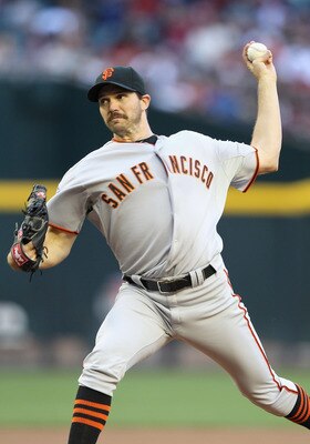 PHOENIX, AZ - APRIL 16:  Starting pitcher Barry Zito #75 of the San Francisco Giants pitches against the Arizona Diamondbacks during the Major League Baseball game at Chase Field on April 16, 2011 in Phoenix, Arizona. The Giants defeated the Diamondbacks 