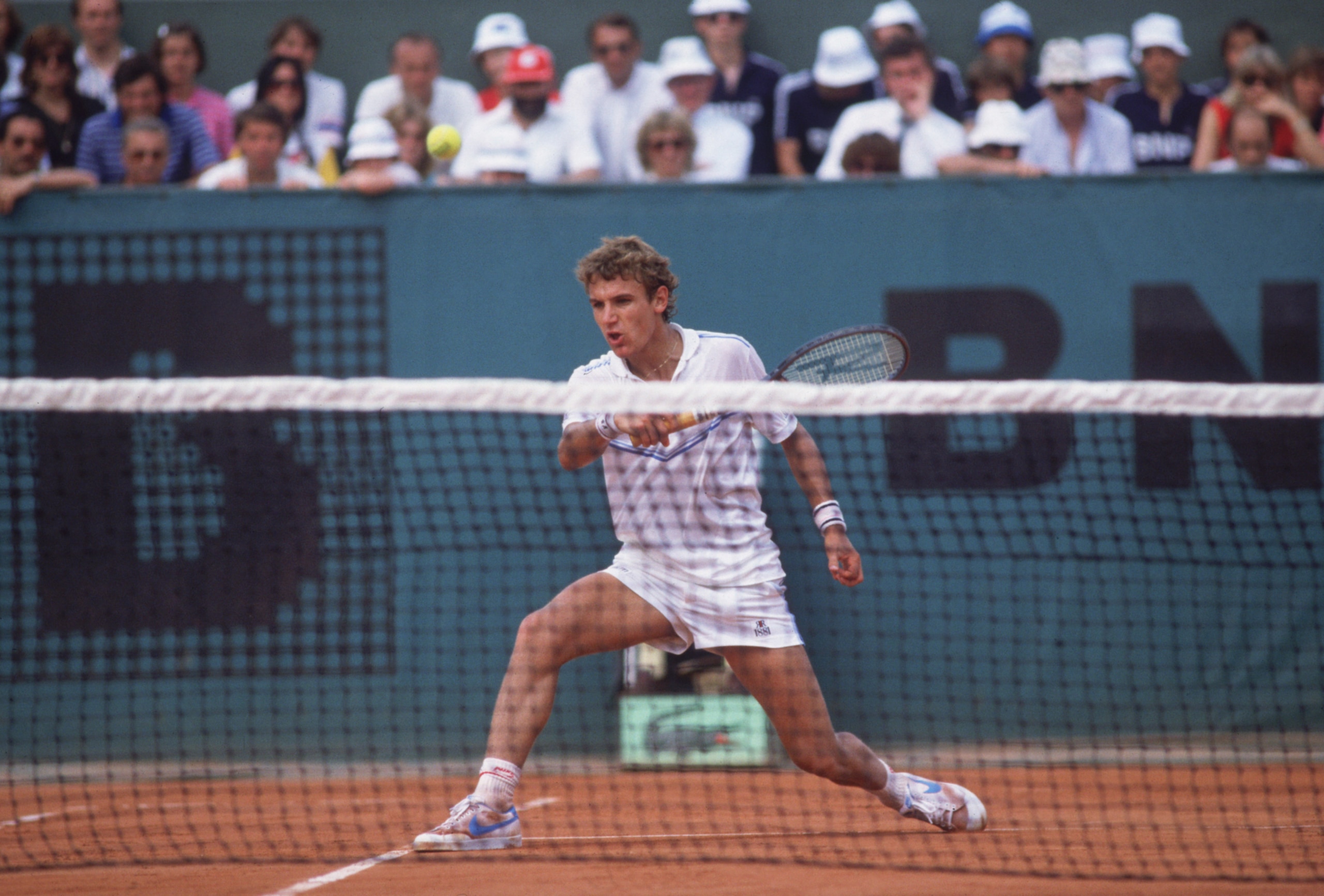 Swedish tennis player Mats Wilander competes in the Men's Singles of the 1983 French Open. (Photo by Steve Powell/Getty Images)