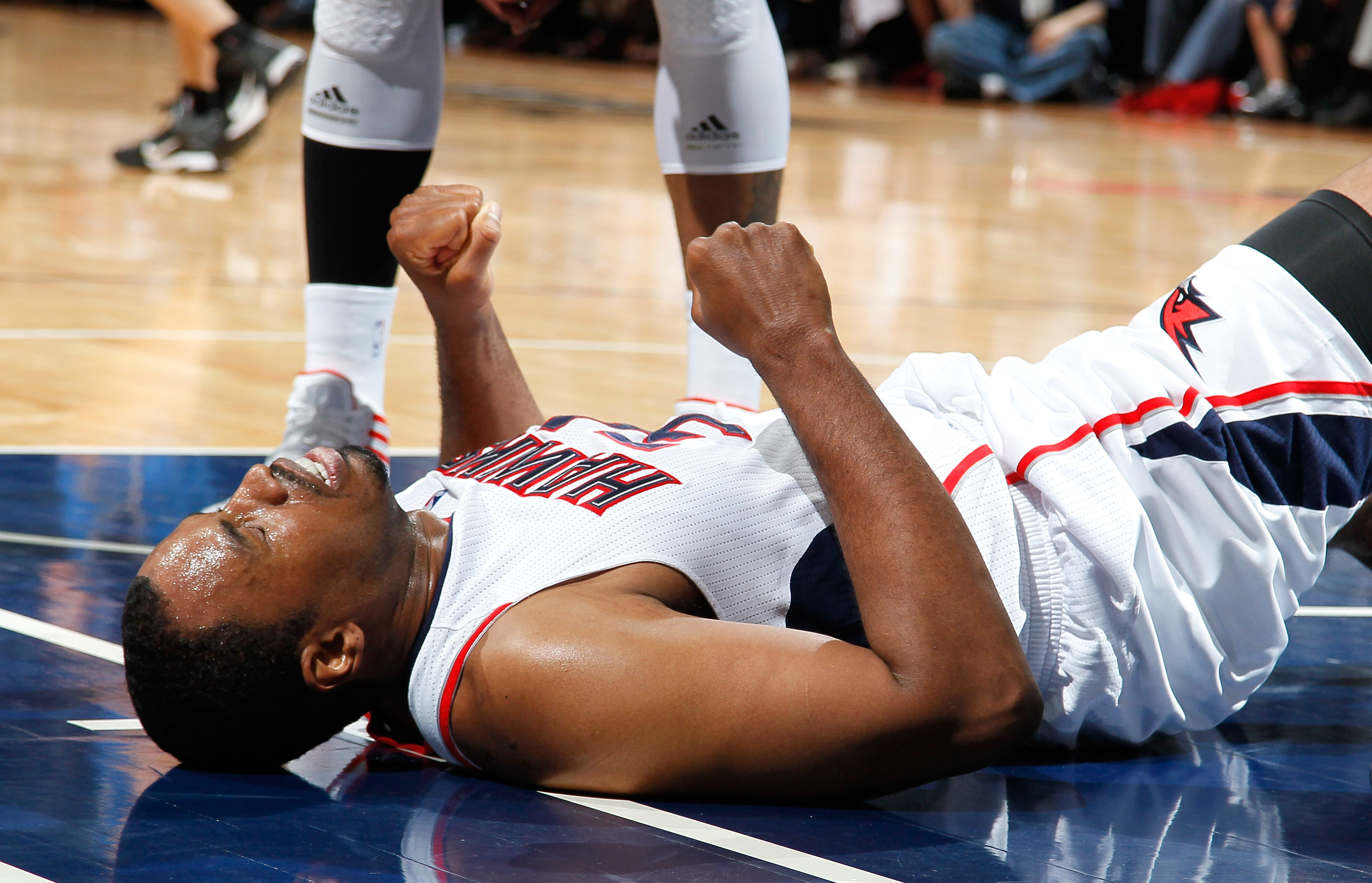 ATLANTA, GA - APRIL 22:  Jason Collins #34 of the Atlanta Hawks against the Orlando Magic during Game Three of the Eastern Conference Quarterfinals in the 2011 NBA Playoffs at Philips Arena on April 22, 2011 in Atlanta, Georgia.  NOTE TO USER: User expres