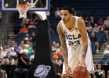 TAMPA, FL - MARCH 17:  Tyler Honeycutt #23 of the UCLA Bruins looks to pass the ball against the Michigan State Spartans during the second round of the 2011 NCAA men's basketball tournament at St. Pete Times Forum on March 17, 2011 in Tampa, Florida. UCLA
