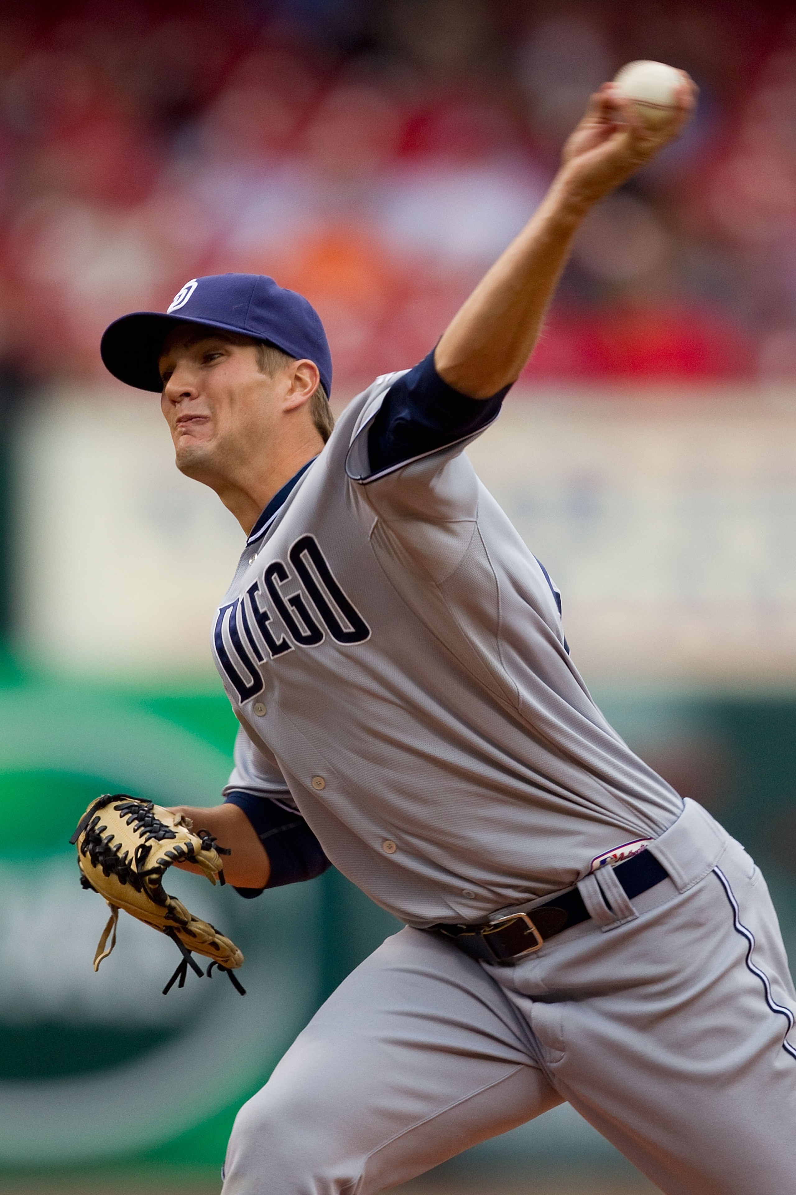 ST. LOUIS, MO - APRIL 2: Reliever Cory Luebke #52 of the San Diego Padres pitches against the St. Louis Cardinals at Busch Stadium on April 2, 2011 in St. Louis, Missouri.  (Photo by Dilip Vishwanat/Getty Images)