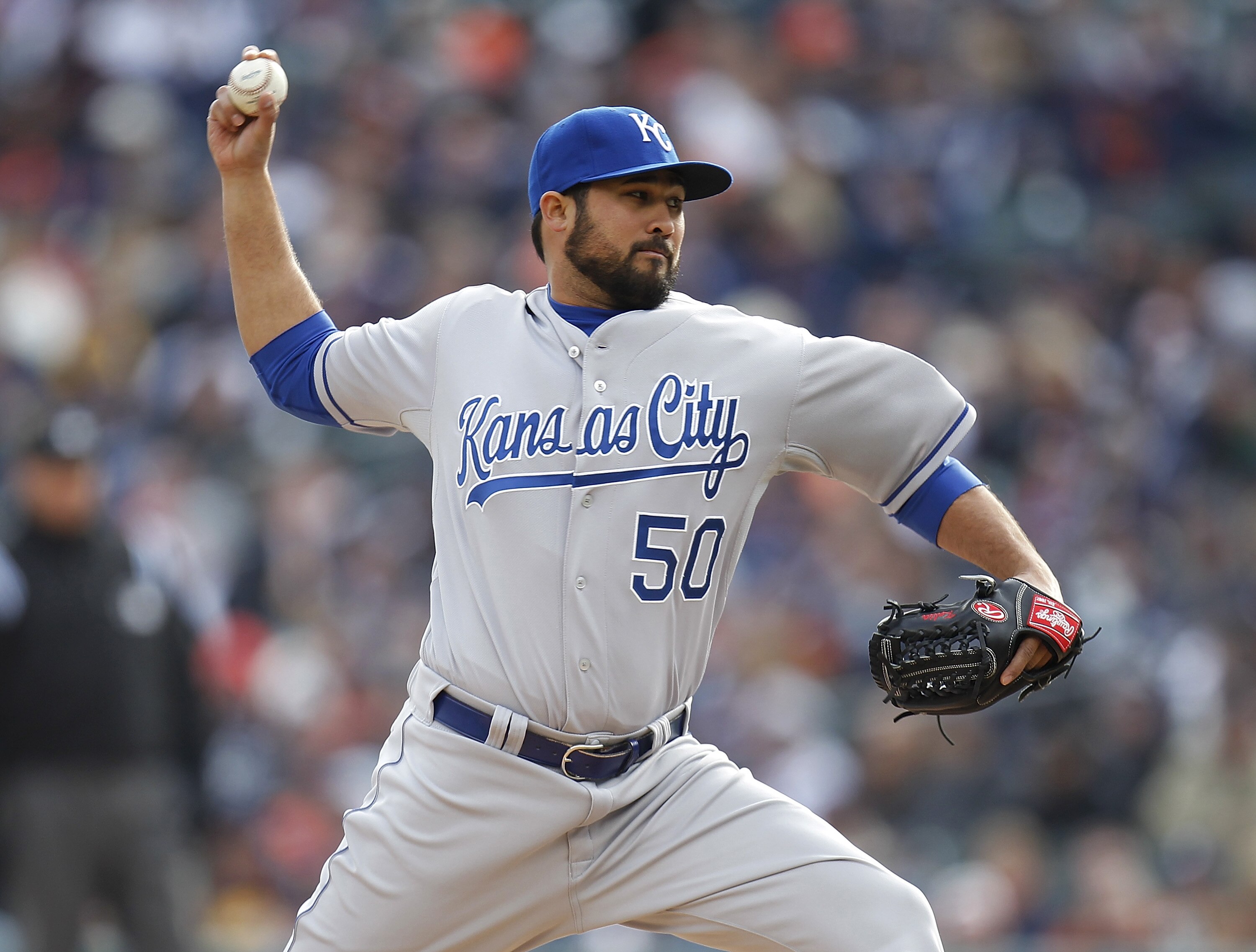 DETROIT, MI - APRIL 08:  Kanekoa Texeira #50 of the Kansas City Royals throws a pitch while playing the Detroit Tigers at Comerica Park on April 8, 2011 in Detroit, Michigan.  (Photo by Gregory Shamus/Getty Images)