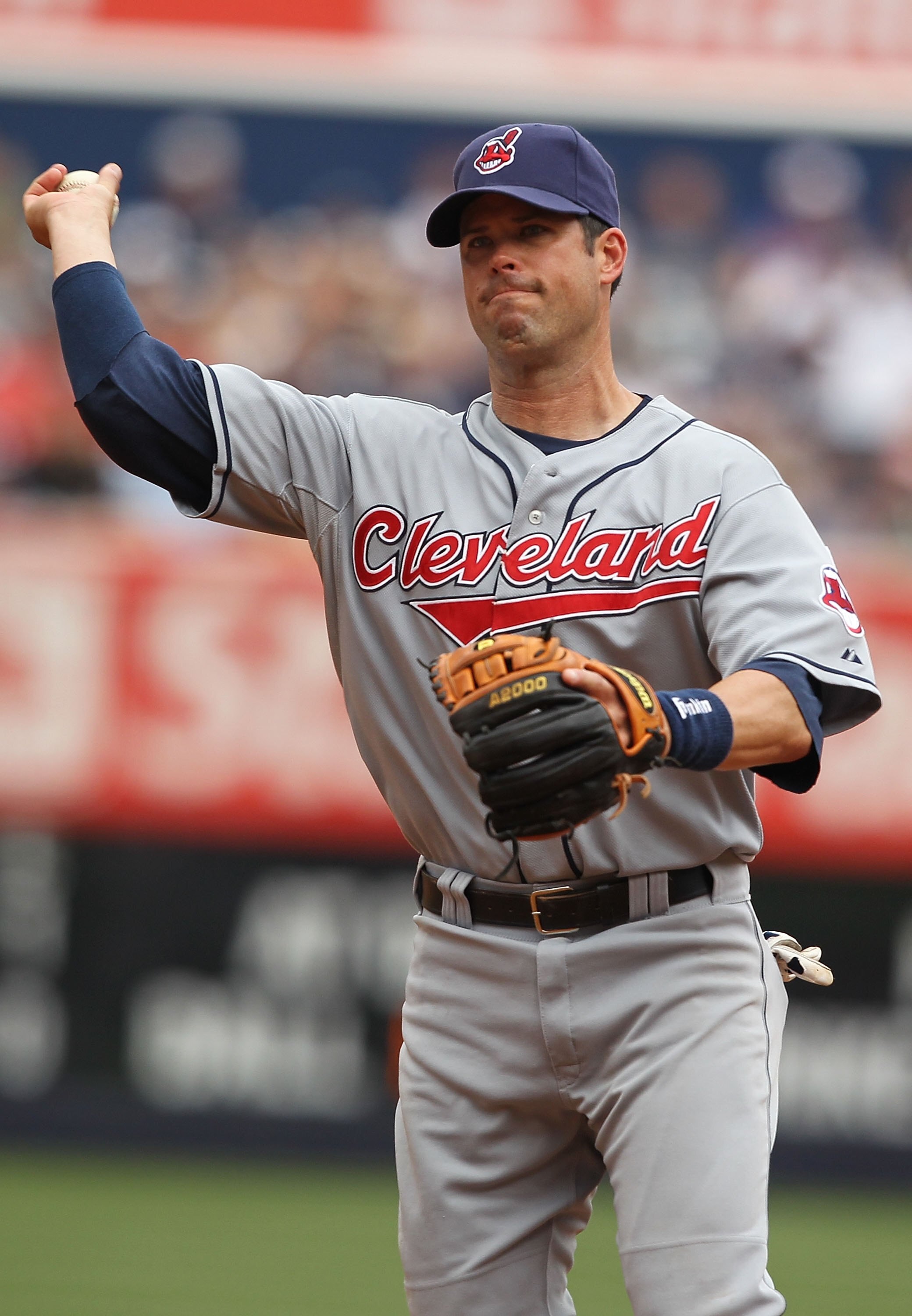 NEW YORK - MAY 29:  Mark Grudzielanek #12 of the Cleveland Indians in action against The New York Yankees during their game on May 29, 2010 at Yankee Stadium in the Bronx Borough of New York City.  (Photo by Al Bello/Getty Images)