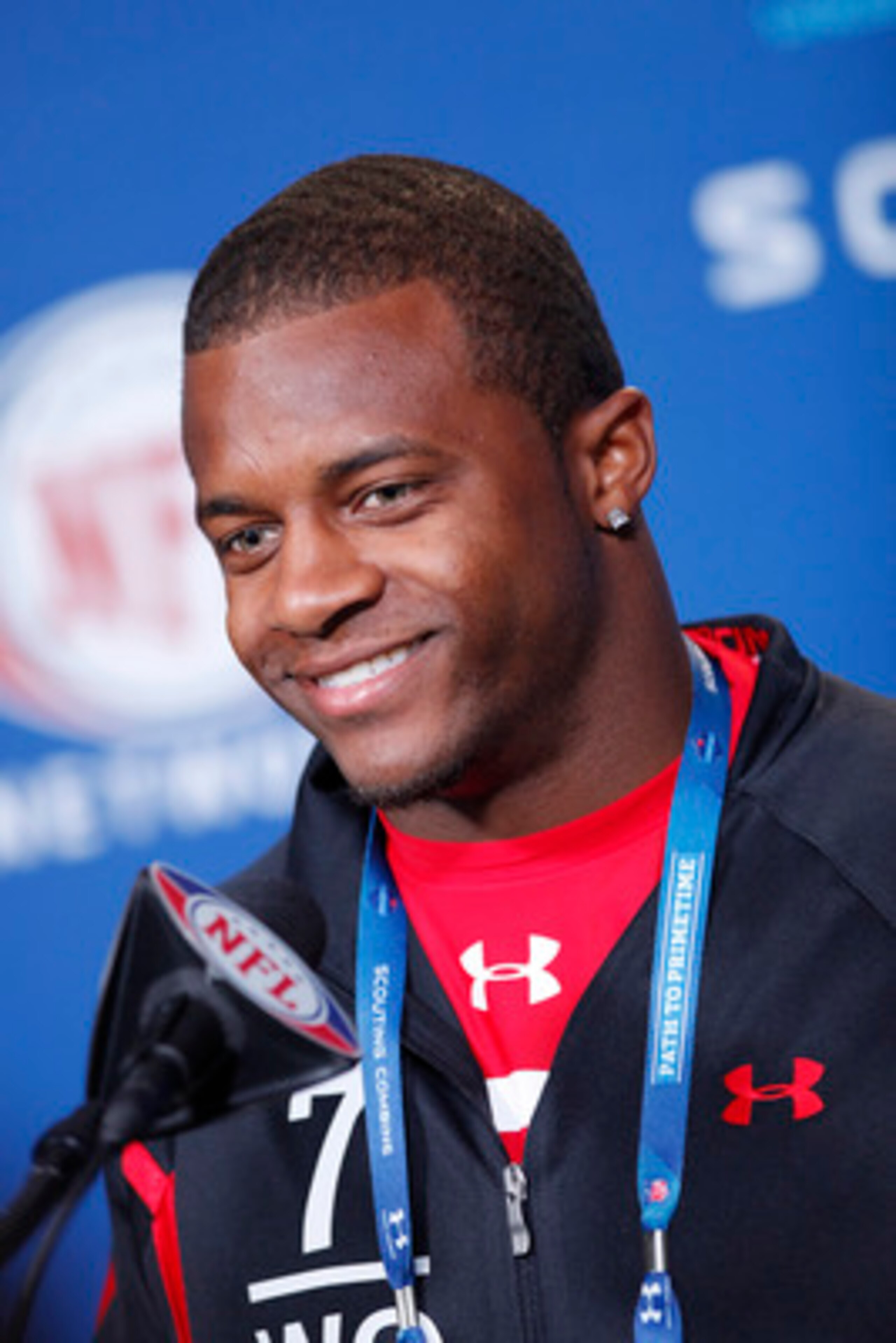 INDIANAPOLIS, IN - FEBRUARY 25: Kentucky Wildcats wide receiver Randall Cobb answers questions during a media session at the 2011 NFL Scouting Combine at Lucas Oil Stadium on February 25, 2011 in Indianapolis, Indiana. (Photo by Joe Robbins/Getty Images)