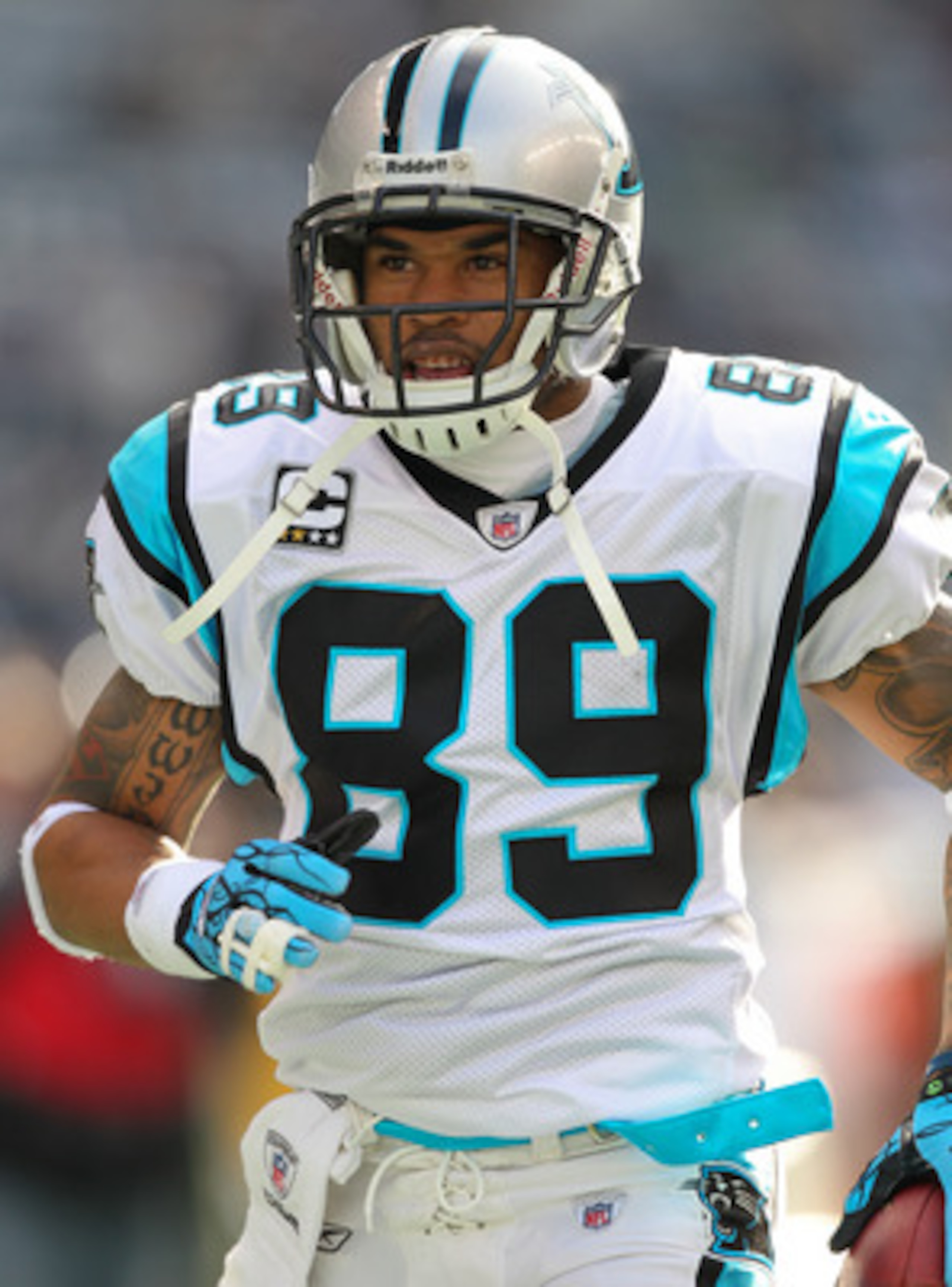 SEATTLE - DECEMBER 05:  Wide receiver Steve Smith #89 of the Carolina Panthers looks on during warmups prior to the game against the Seattle Seahawks at Qwest Field on December 5, 2010 in Seattle, Washington. The Seahawks won, 31-14. (Photo by Otto Greule