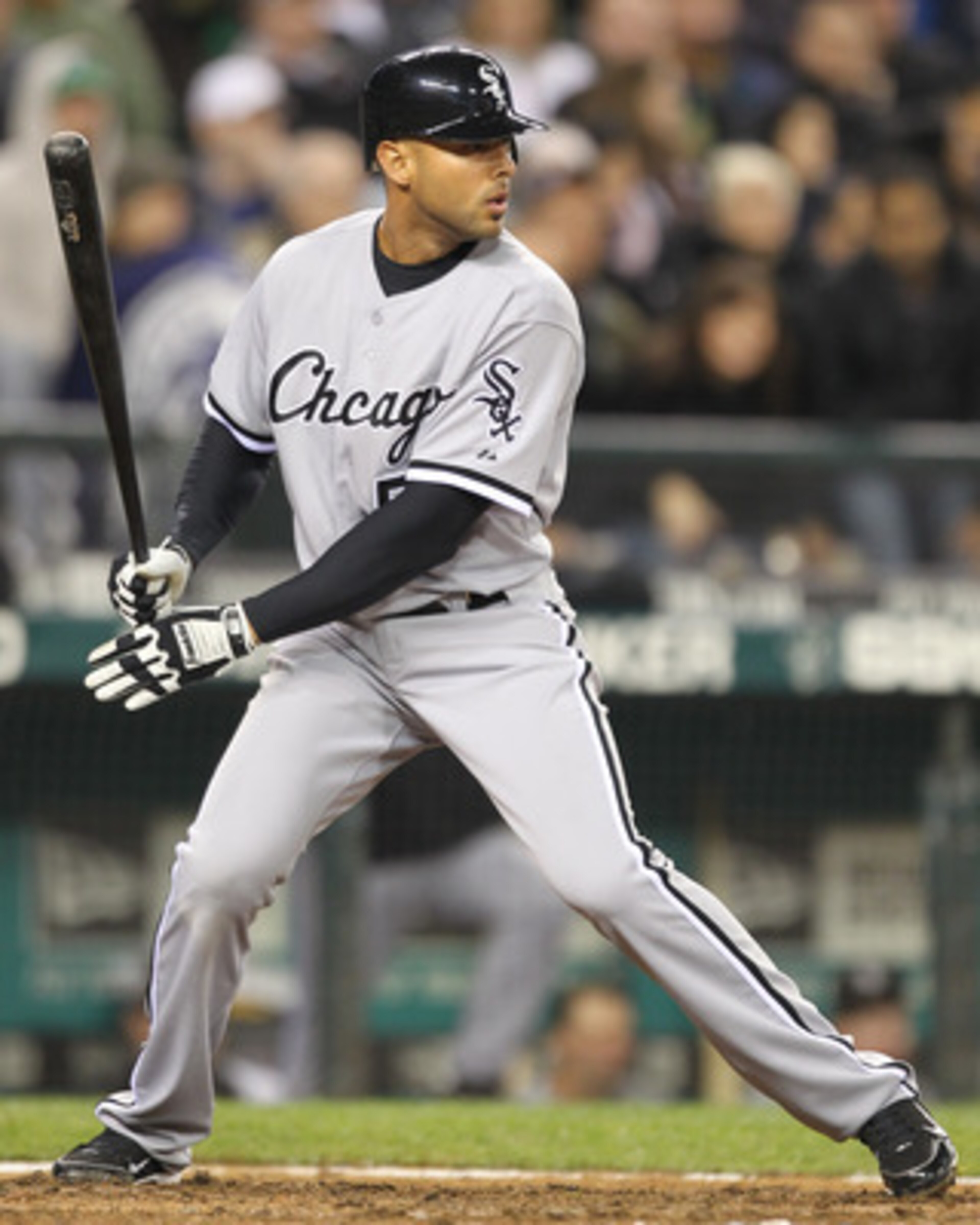 SEATTLE - MAY 06:  Alex Rios #51 of the Chicago White Sox bats against the Seattle Mariners at Safeco Field on May 6, 2011 in Seattle, Washington. The Mariners won 3-2. (Photo by Otto Greule Jr/Getty Images)