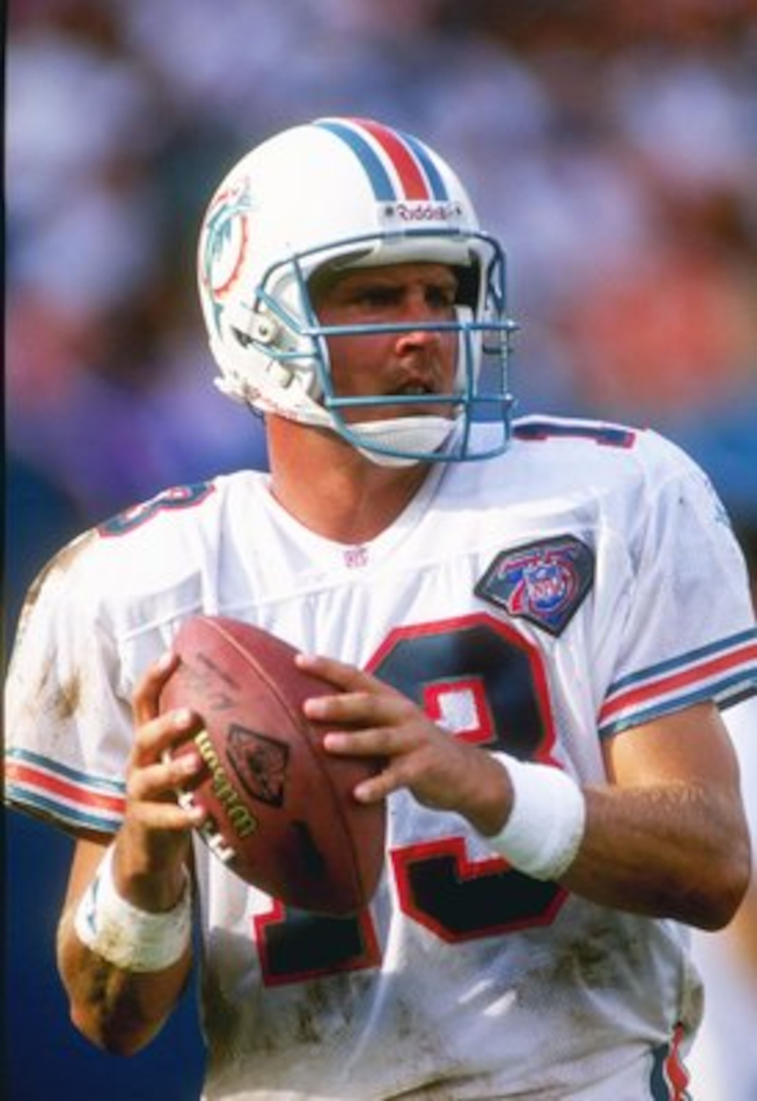 4 Sep 1994:  Quarterback Dan Marino of the Miami Dolphins drops back to pass during a game against the New England Patriots at Joe Robbie Stadium in Miami, Florida.  The Dolphins won the game 39-35. Mandatory Credit: Scott Halleran  /Allsport