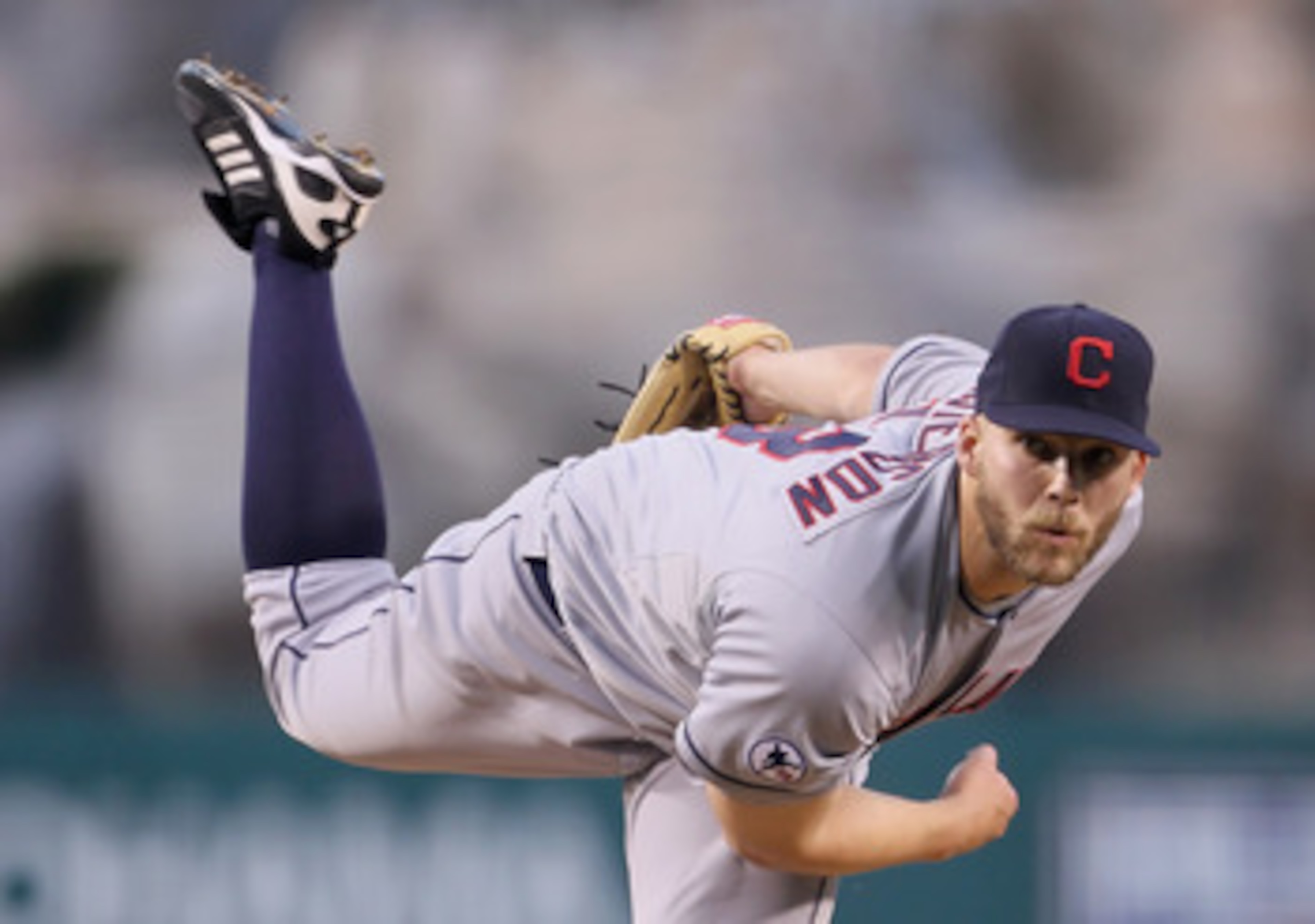 ANAHEIM, CA - MAY 06:  Justin Masterson #63 of the Cleveland Indians pitches against the Los Angeles Angels of Anaheim in the first inning at Angel Stadium of Anaheim on May 6, 2011 in Anaheim, California.  (Photo by Jeff Gross/Getty Images)
